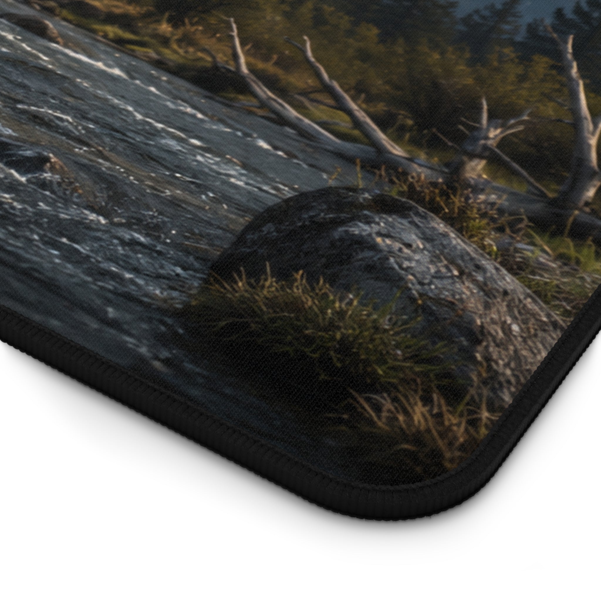 Fly Fishing Desk Mat, Fly Fisherman Gift, Mountain River Mouse Pad, Trout Angler Gaming Mat, Rainbow Fishing Office Decor