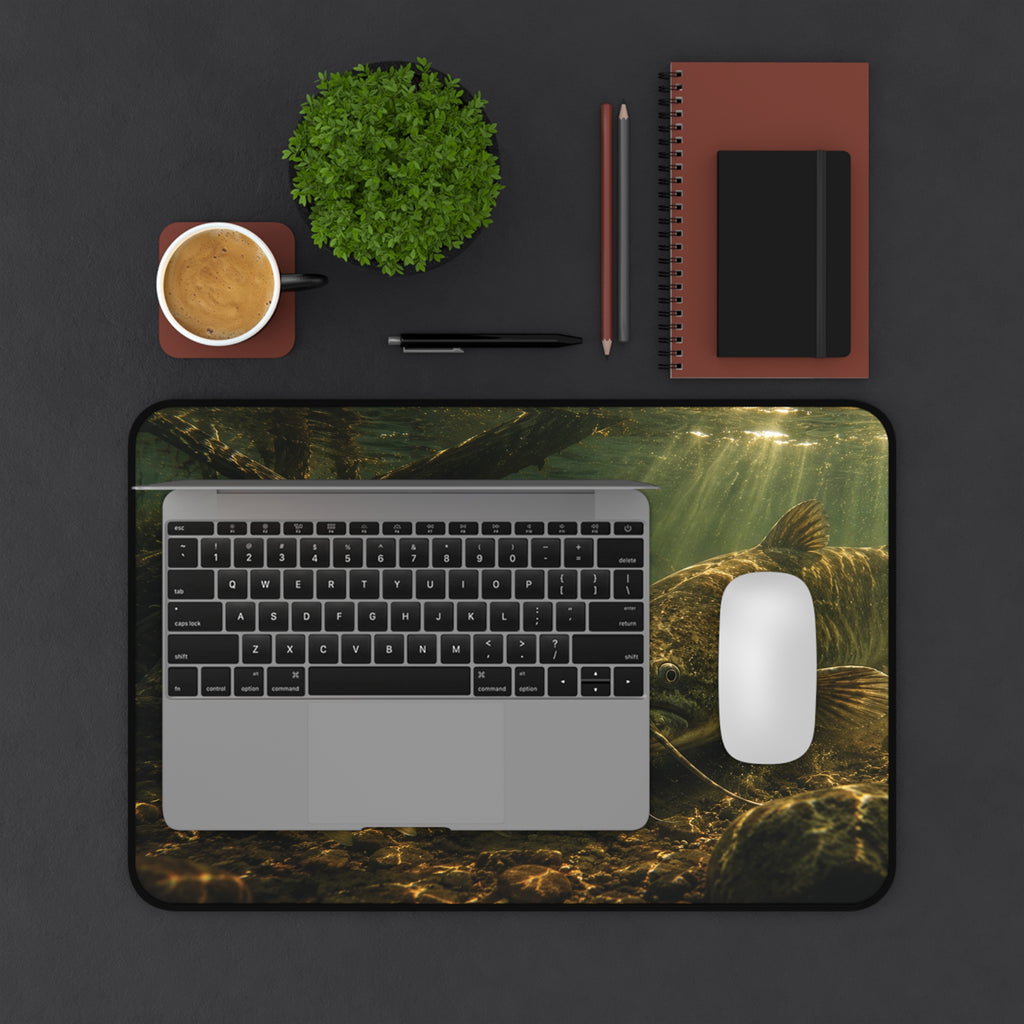 Stalking Catfish Desk Mat — Thick Stitched Edge Gaming Desk Mat with Original Artwork