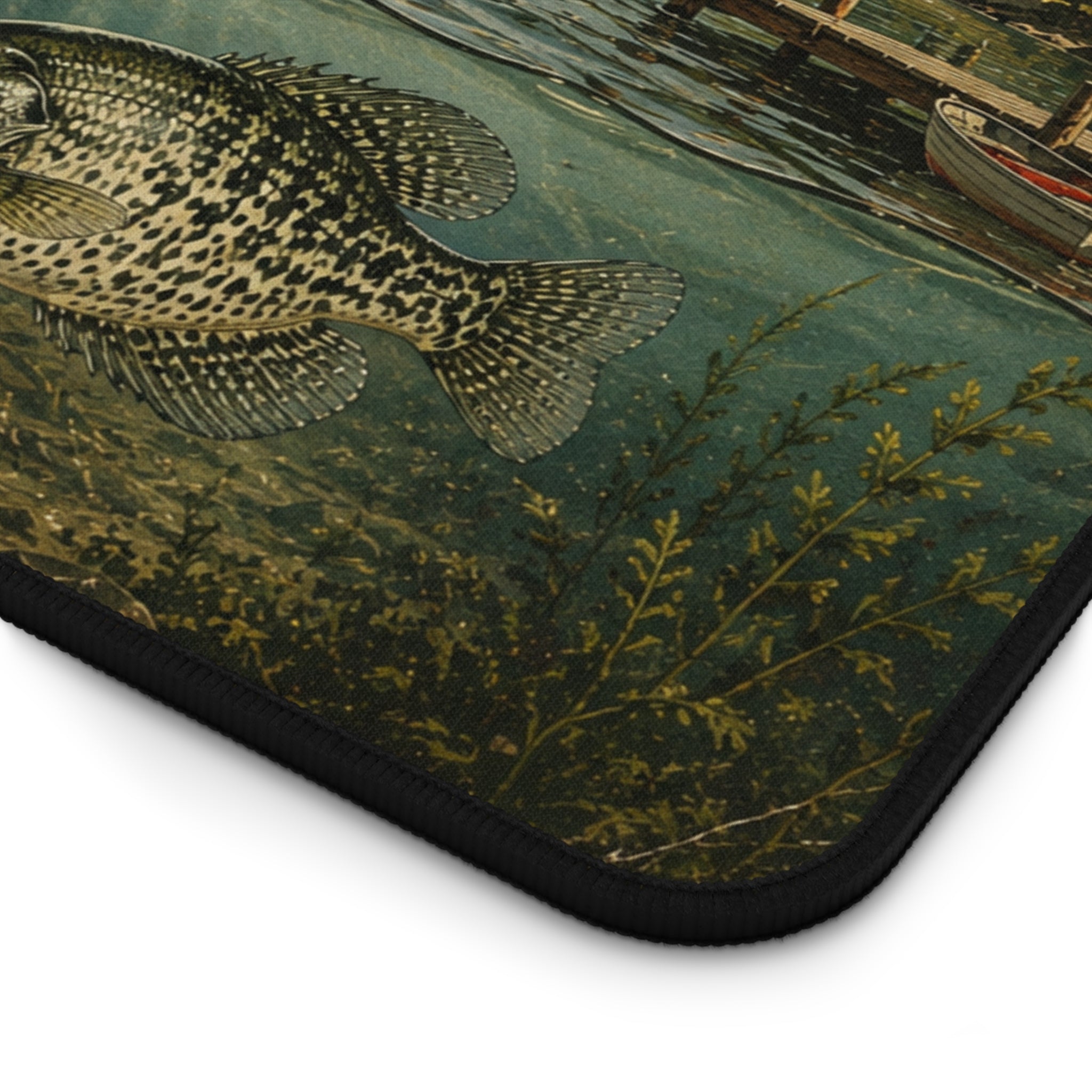Crappie Fishing Vintage Lake Scene Desk Mat | Fishing Decor