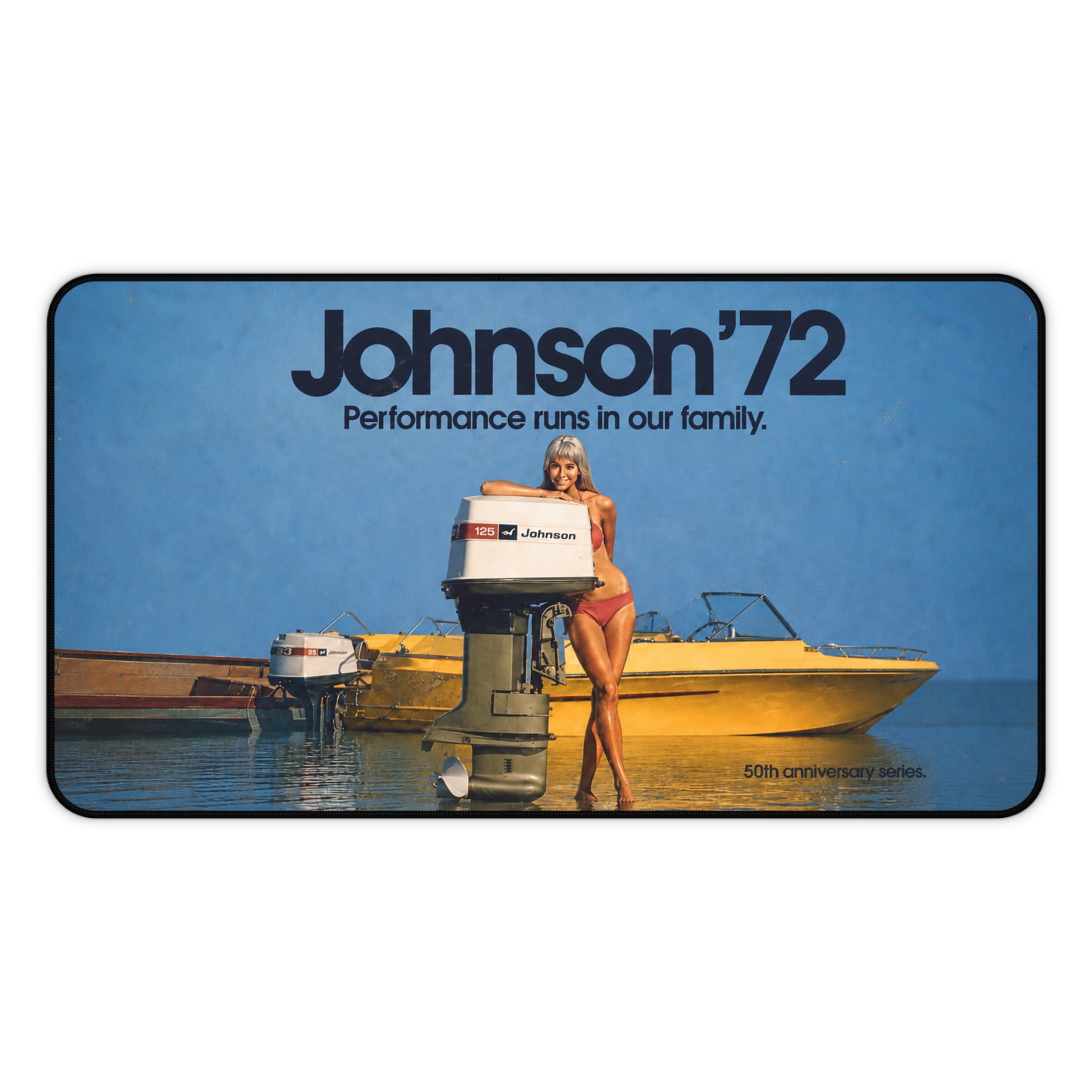 Johnson 72 Desk Mat, Vintage Outboard Motor Mouse Pad, Retro Boating Advertisement, Lake House Office Decor, Boater Gift
