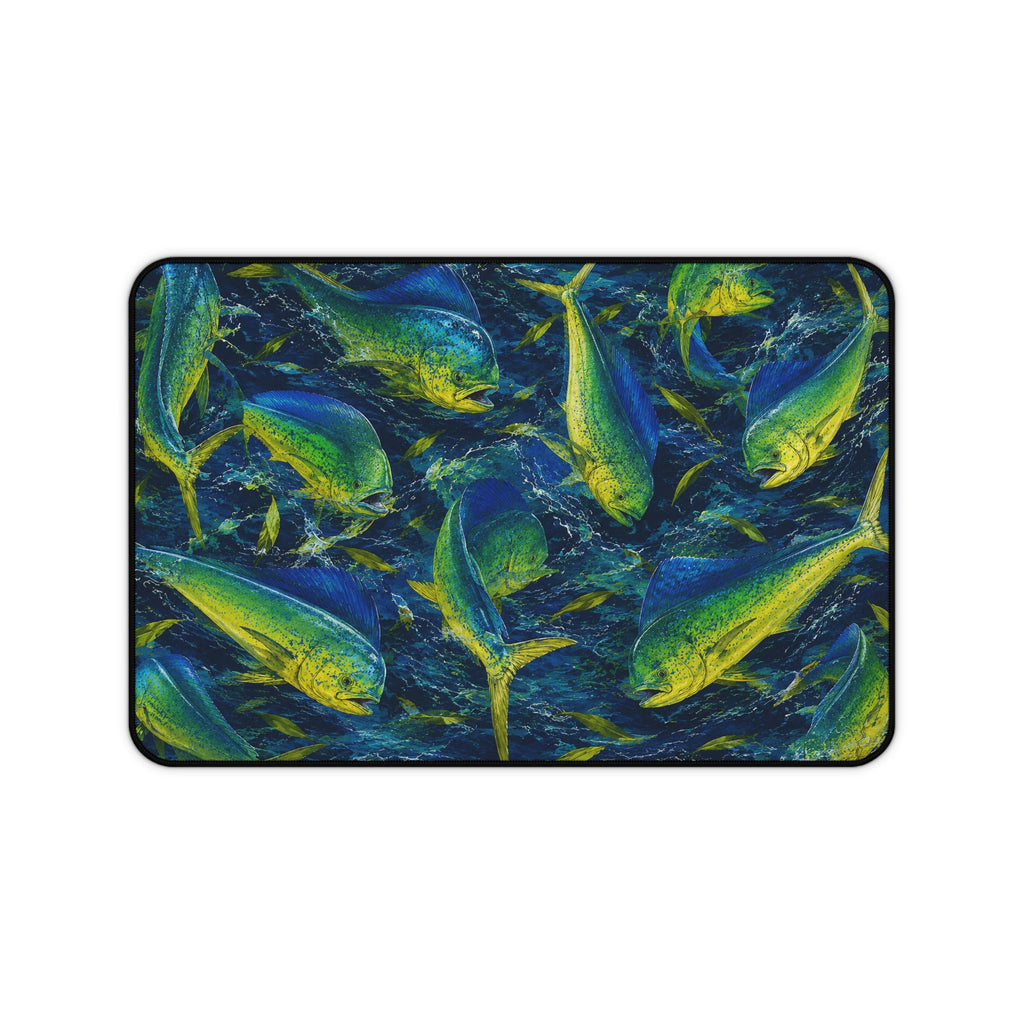 Mahi Mahi Madness Desk Mat — Thick Stitched Edge Gaming Desk Mat with Original Artwork