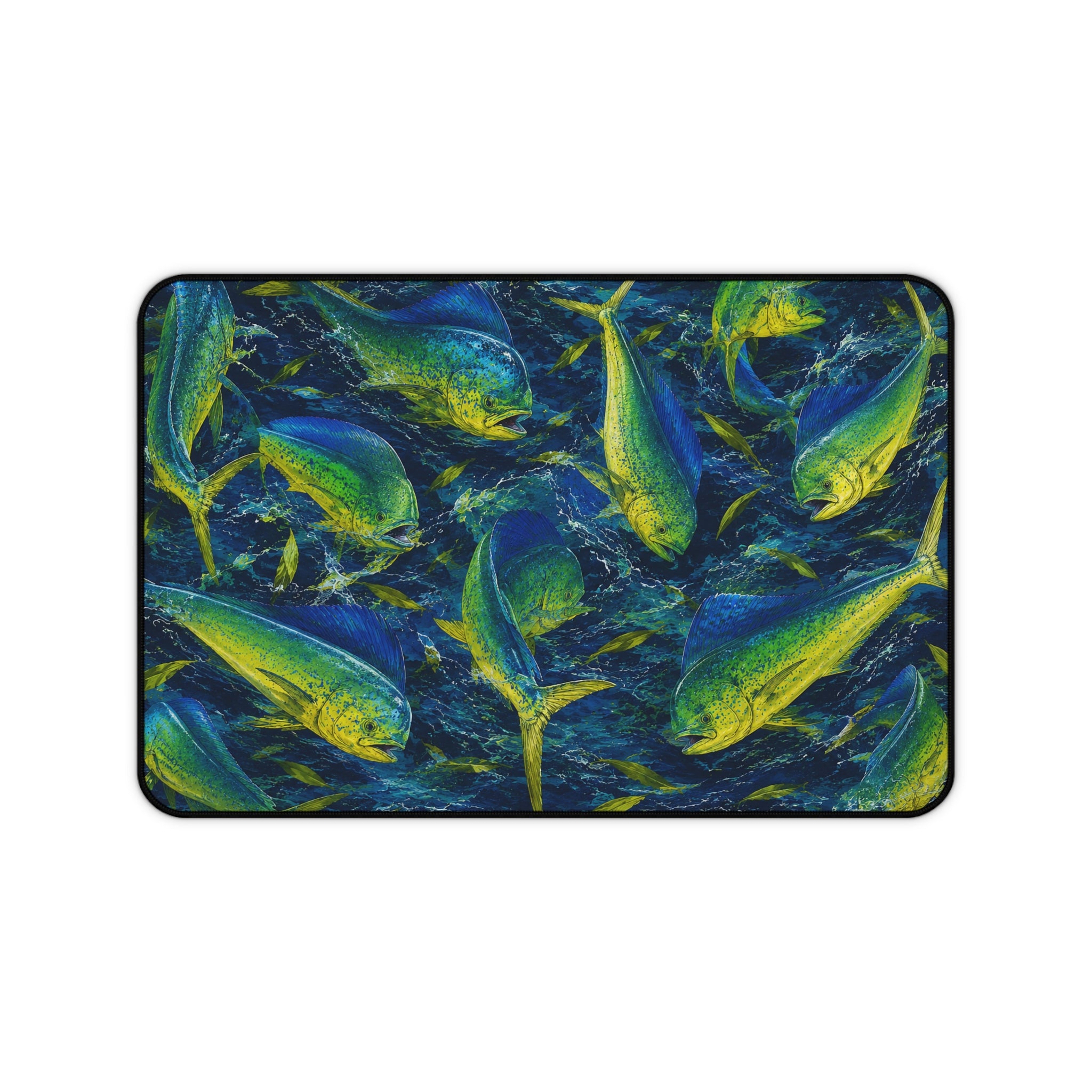 Mahi Mahi Madness Desk Mat — Thick Stitched Edge Gaming Desk Mat with Original Artwork