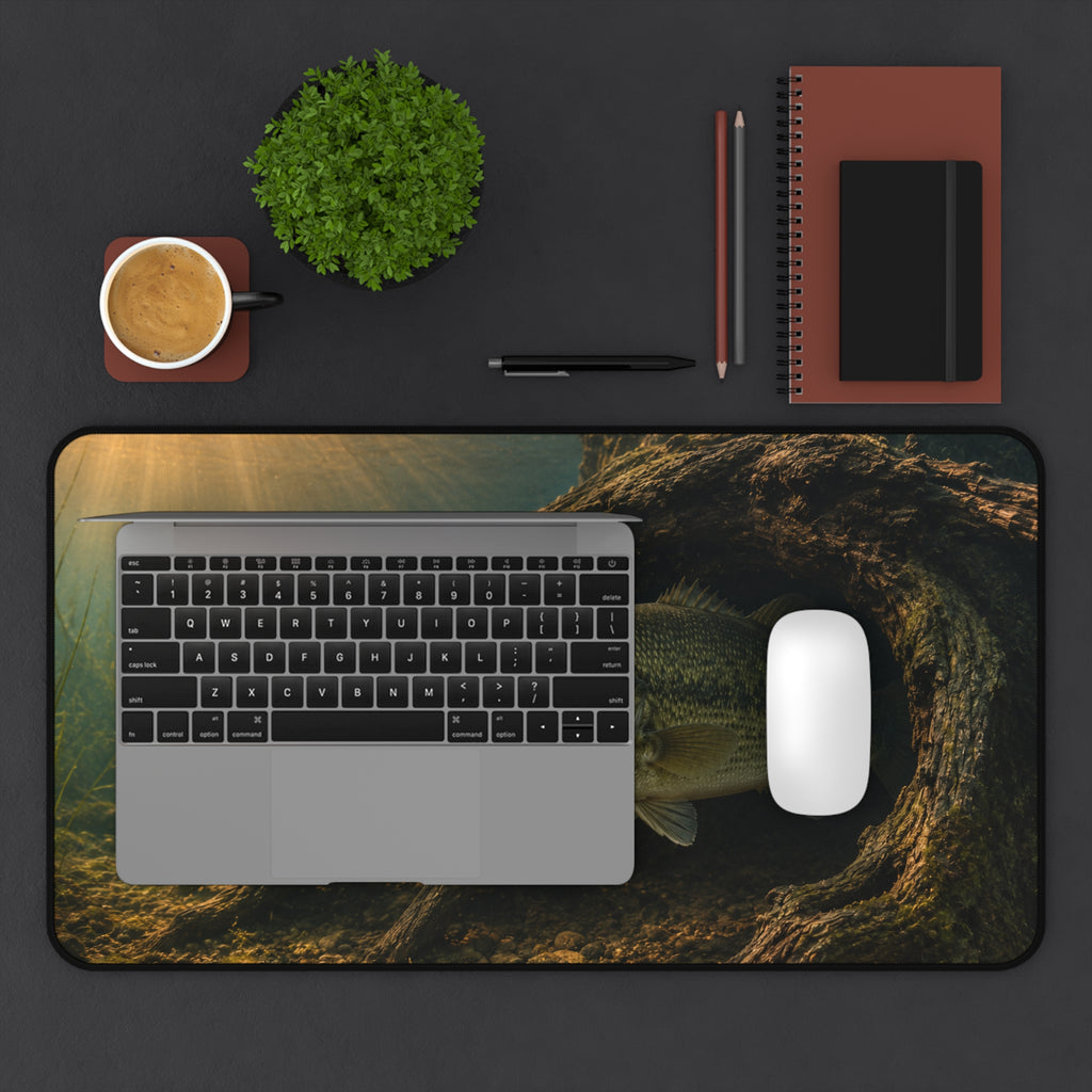 Largemouth Bass Desk Mat, Underwater Fishing Mouse Pad, Bass Fishing Desk Mat, Aquarium Fish Mousepad, Angler Gift