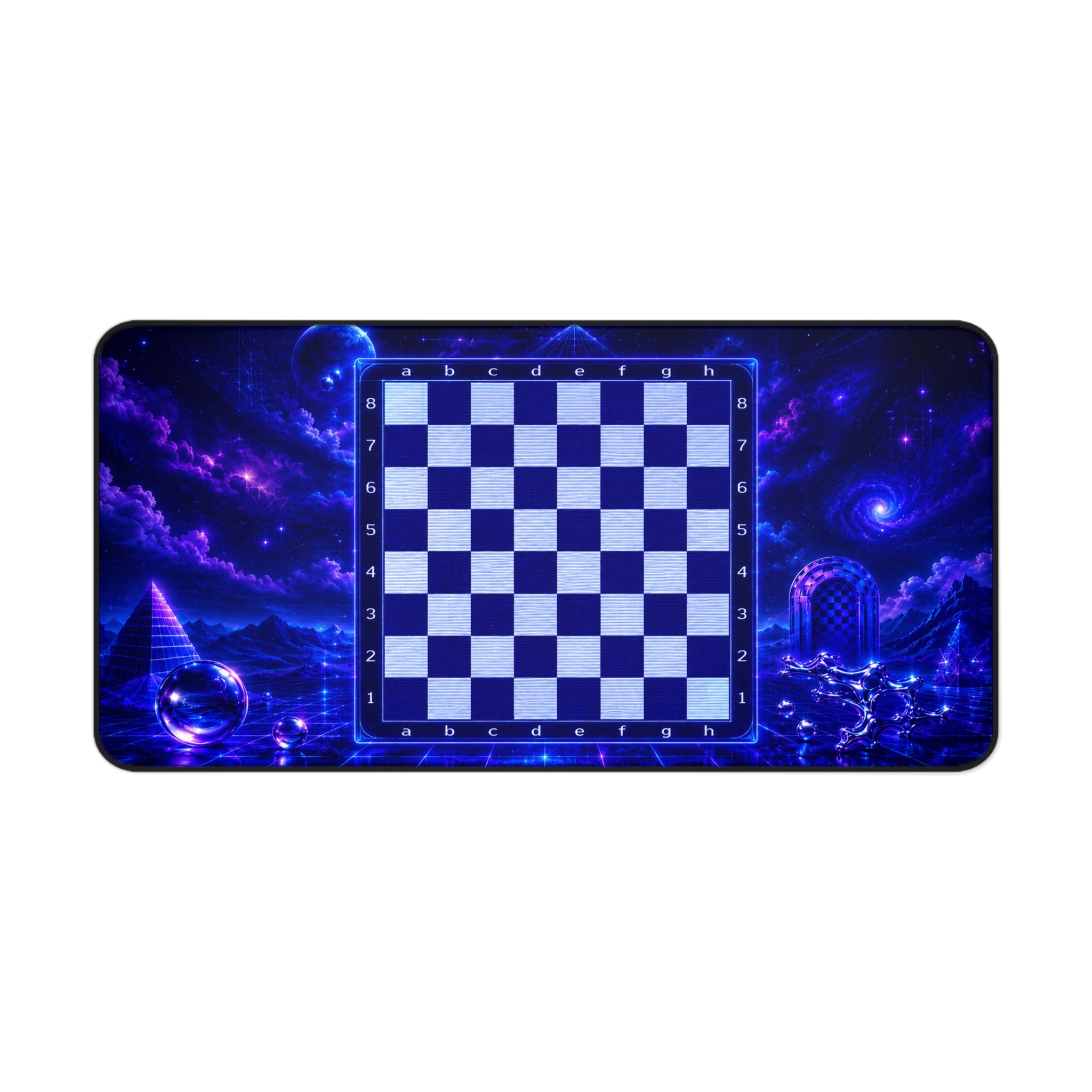 Galactic Chess Board Desk Mat | Blue Space Chessboard Mousepad