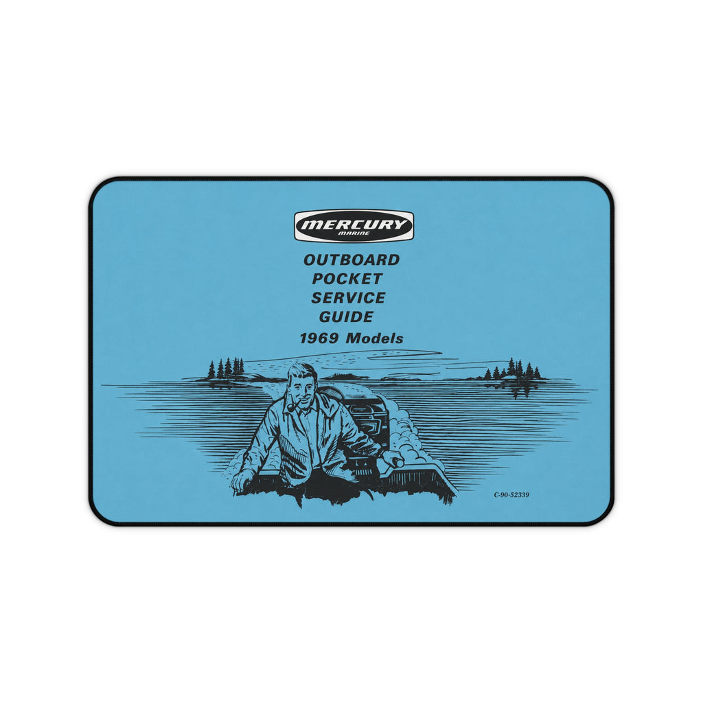 Mercury Outboard Pocket Service Guide 1969 Desk Mat | Vintage Boat Illustration
