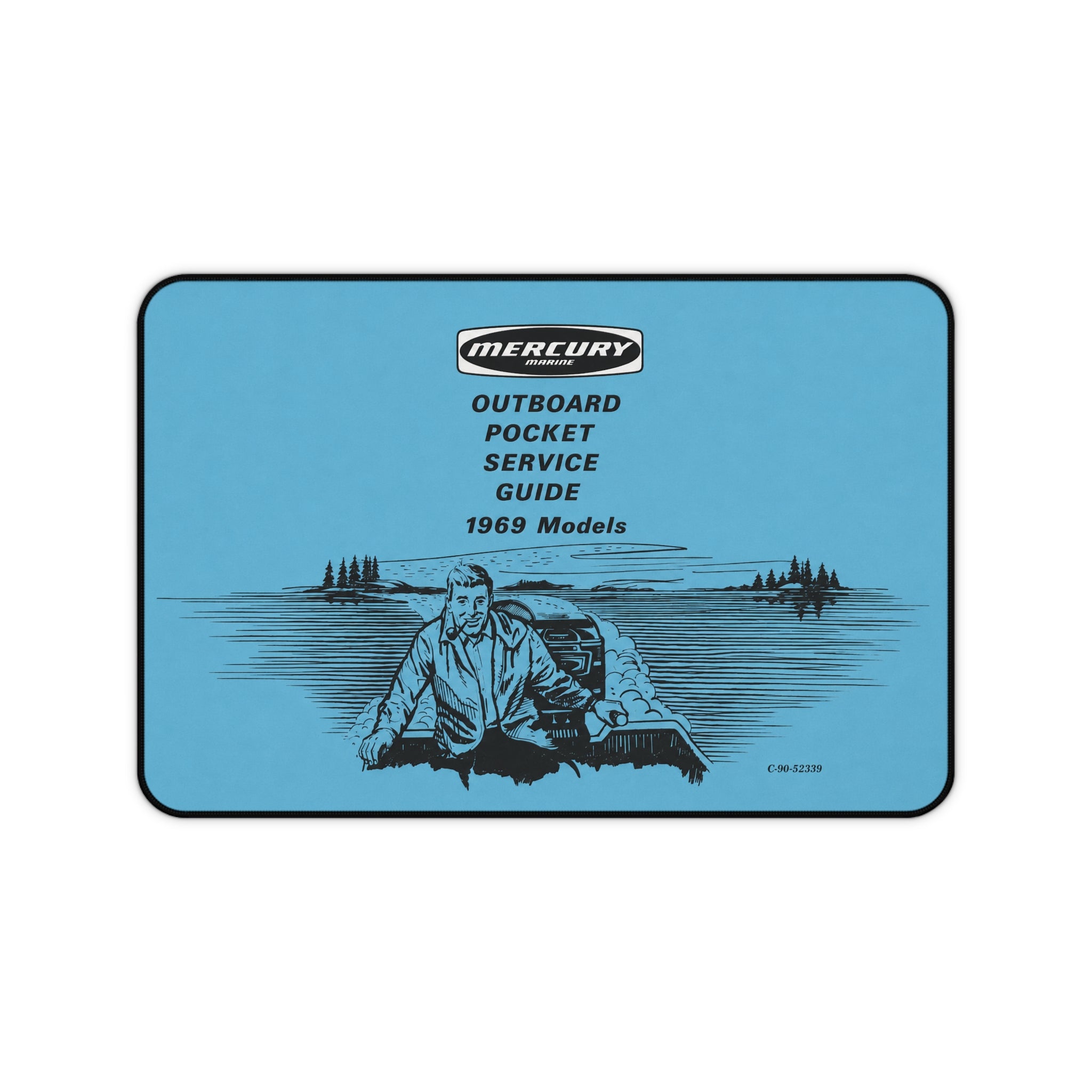 Mercury Outboard Pocket Service Guide 1969 Desk Mat | Vintage Boat Illustration