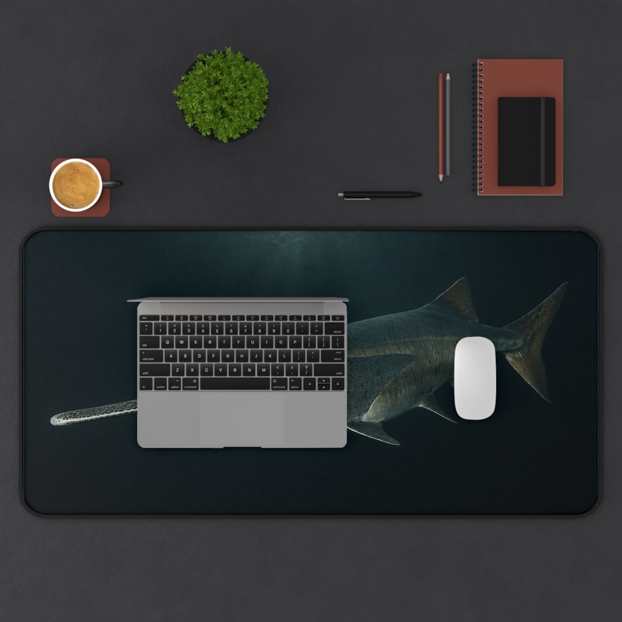 Paddlefish Desk Mat, Spoonbill Fish Mouse Pad, Underwater Fishing Artwork, Ancient River Fish Gaming Mat, Angler Gift