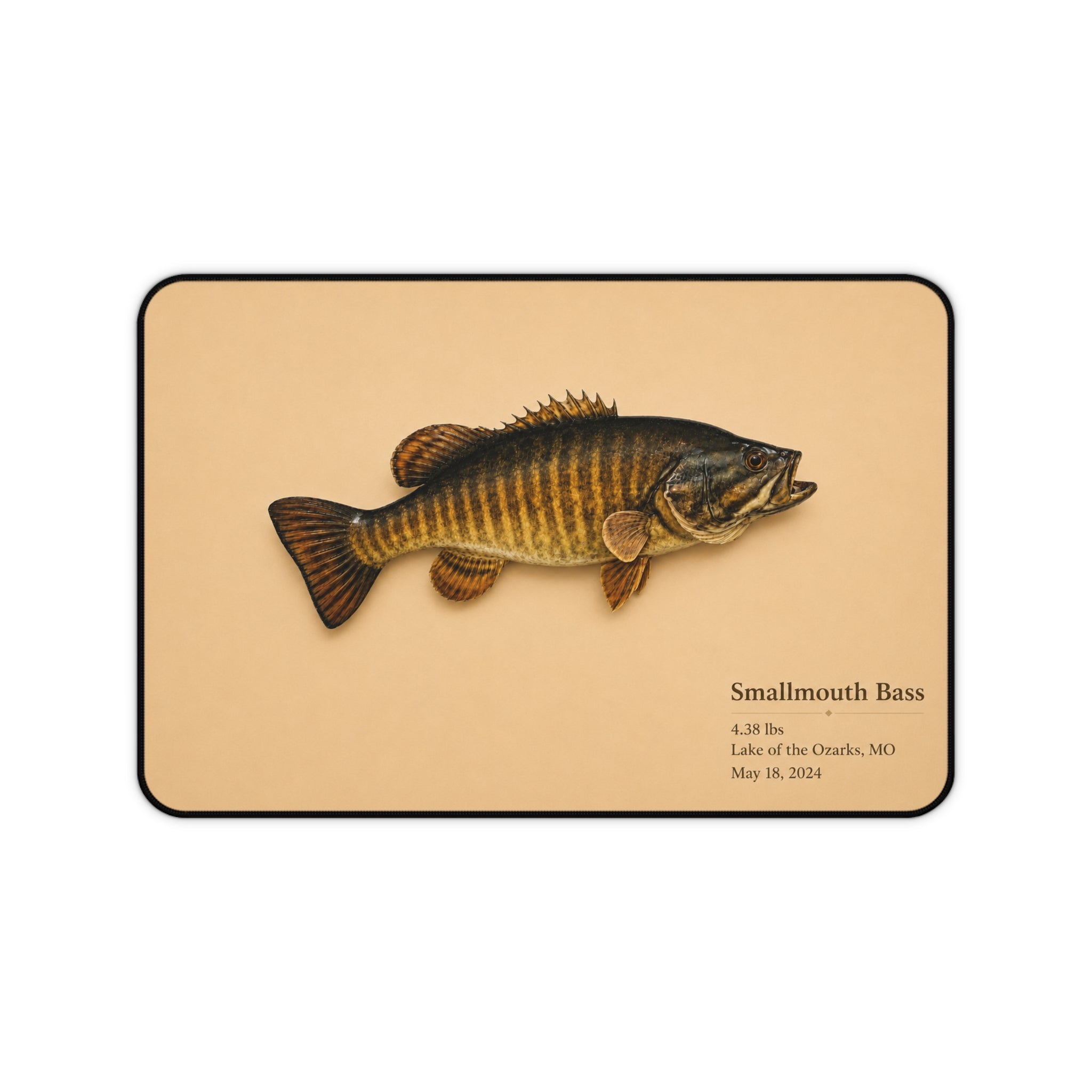 Smallmouth Bass Illustration Desk Mat | Fishing Artwork Mouse Pad