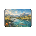 Mountain Fly Fishing Scene Desk Mat | River Trout Landscape Mousepad