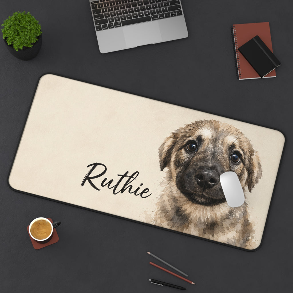 Personalized Puppy Portrait Desk Mat For Pet Owner | Pet Birthday Gift | Dog Adoption Day | Custom Mouse Pad For Pet Lovers