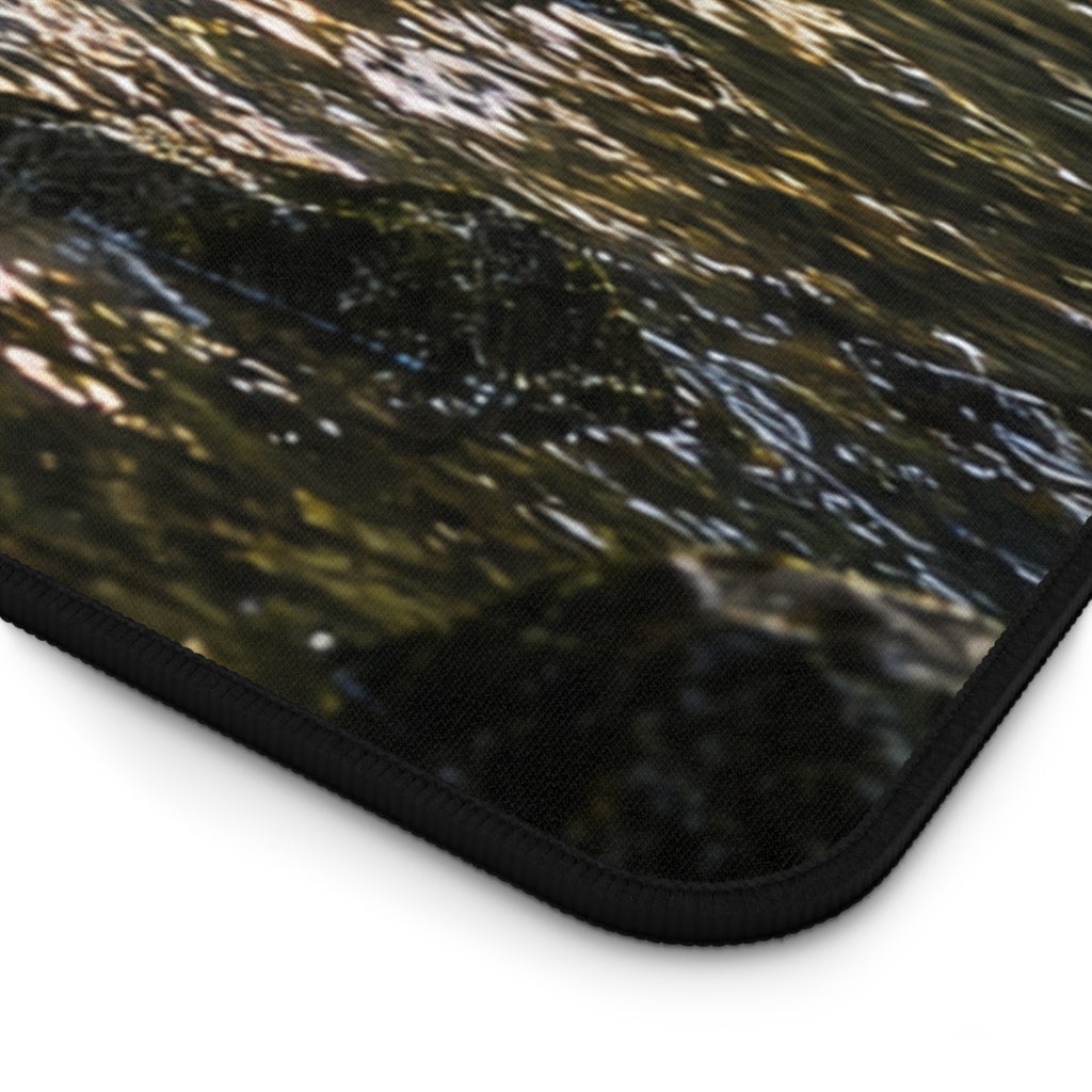 Forest Stream Leopard Desk Mat | Scenic Wildlife Mouse Pad