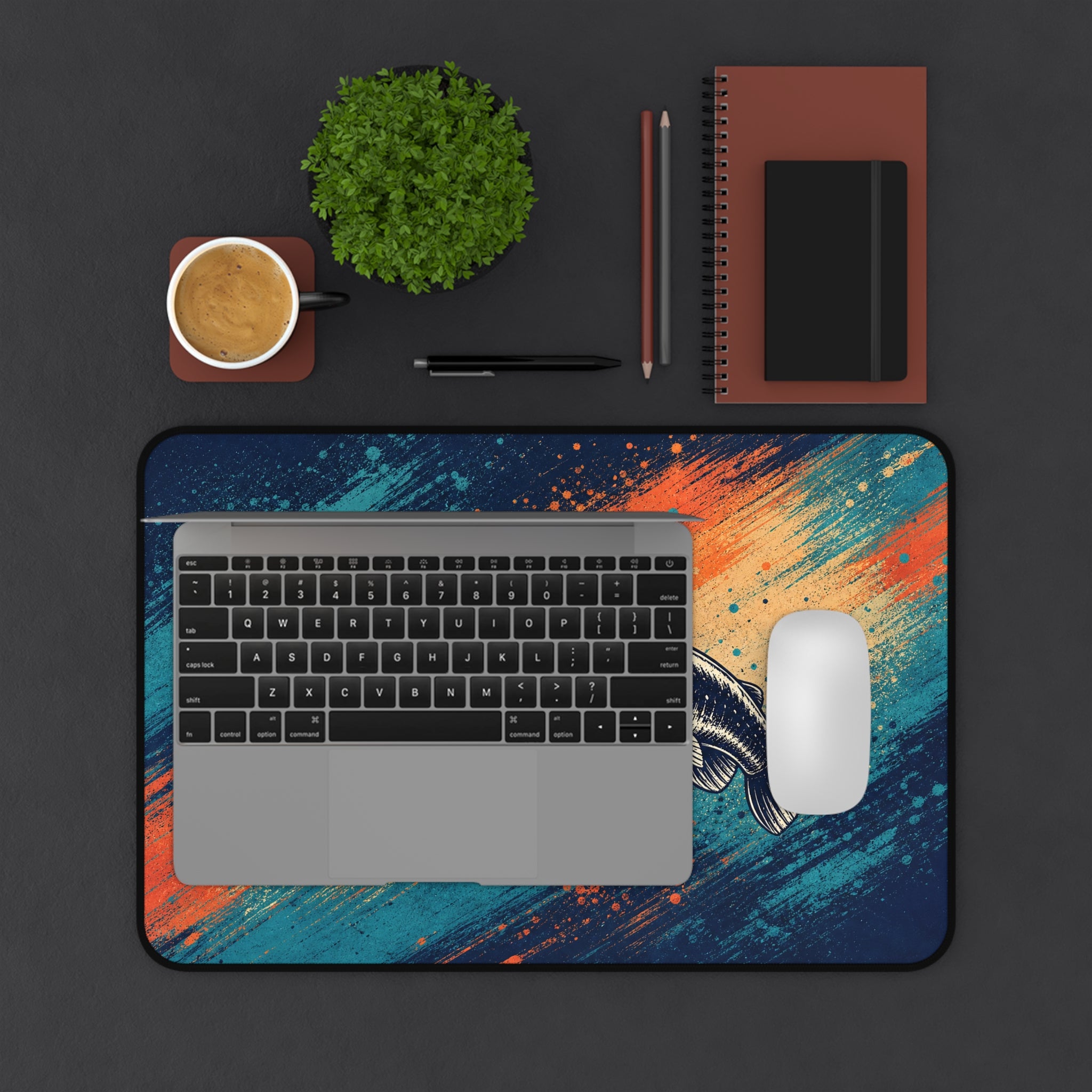 Catfish Chaos Desk Mat, Fishing Mouse Pad, Colorful Catfish Art Desk Pad, Angler Gift, Outdoor Office Decor, Oversized Gaming Mat