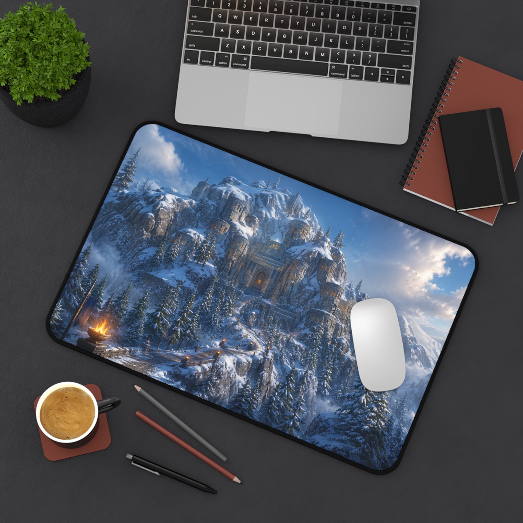 Ironforge Desk Mat, Dwarven City Mouse Pad, Snowy Mountain Fortress Gaming Mat, MMORPG Desk Decor, RPG Gamer Gift, World of Warcraft
