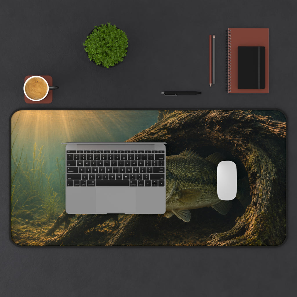 Largemouth Bass Desk Mat, Underwater Fishing Mouse Pad, Bass Fishing Desk Mat, Aquarium Fish Mousepad, Angler Gift