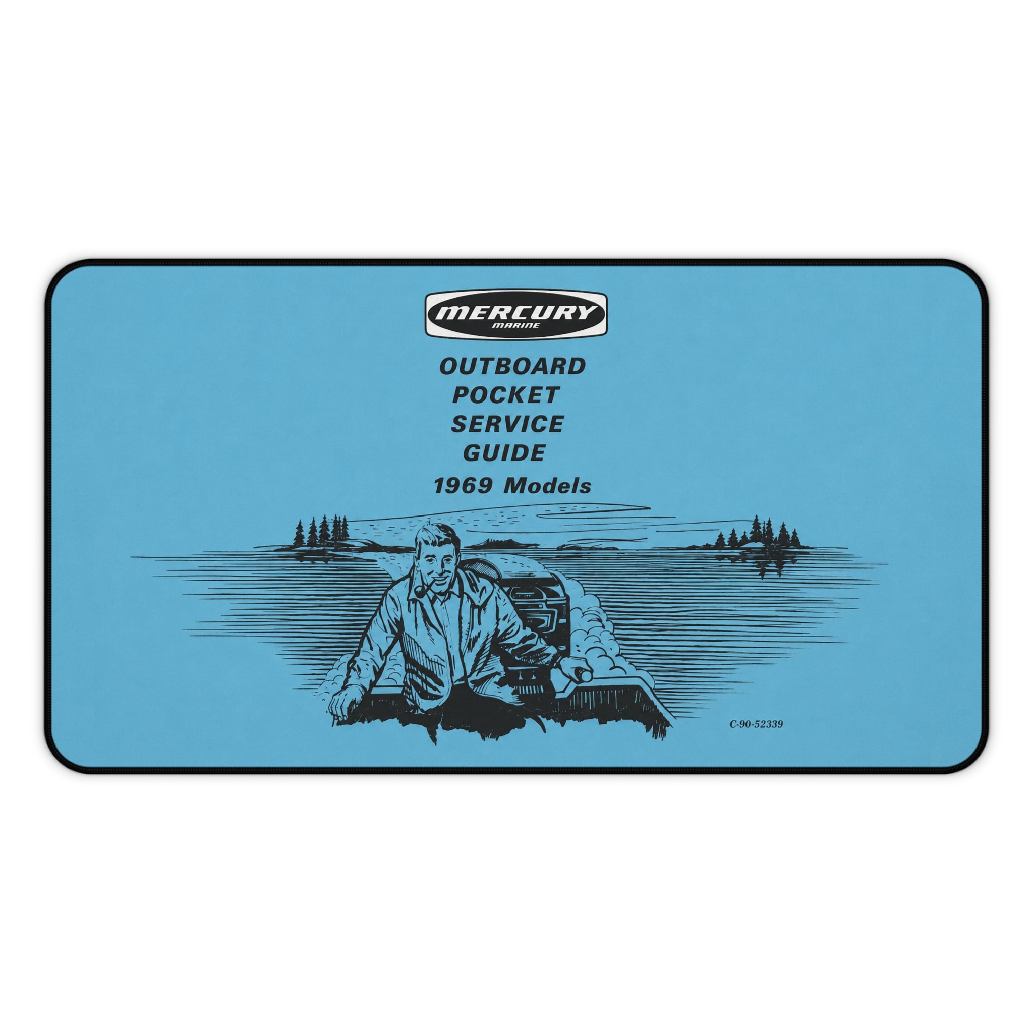 Mercury Outboard Pocket Service Guide 1969 Desk Mat | Vintage Boat Illustration