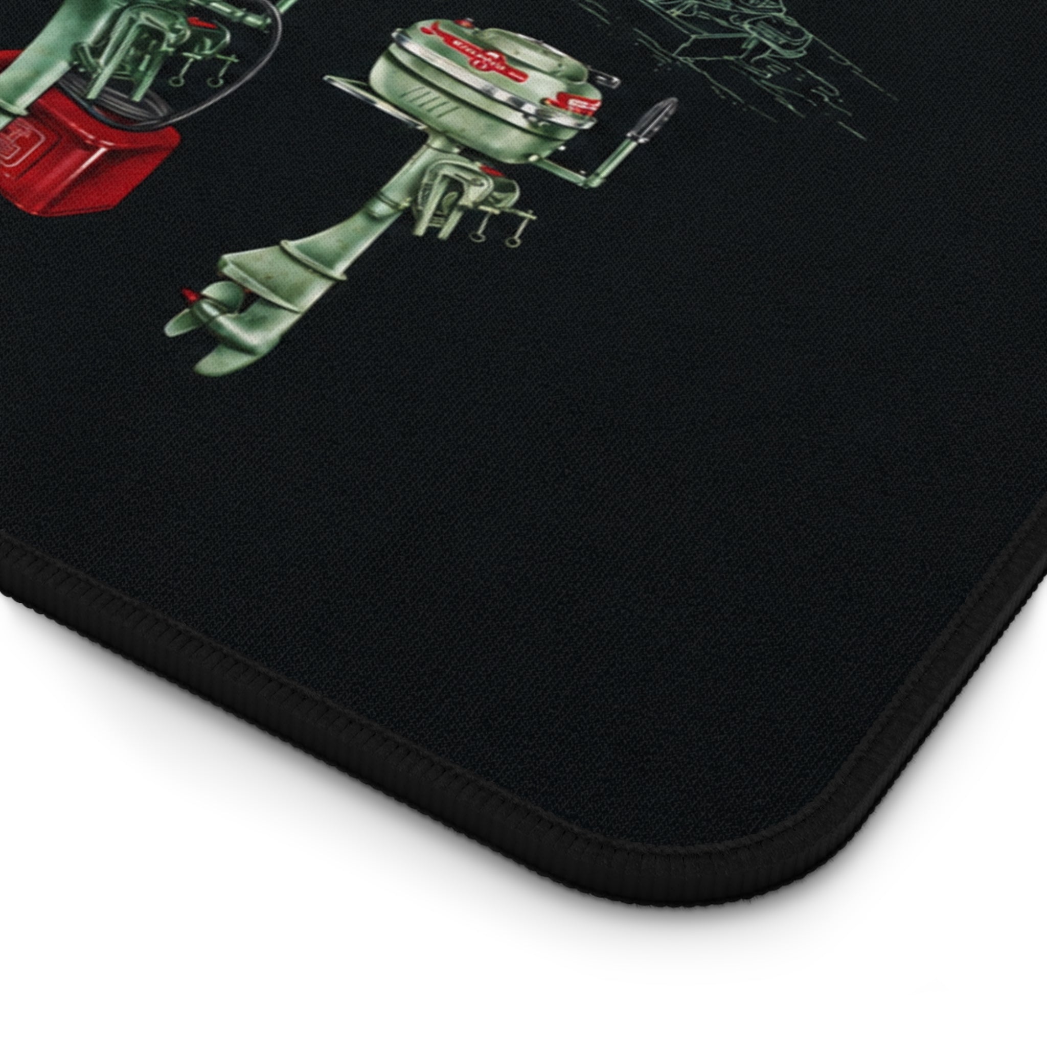 Vintage Wizard Outboard Motor Desk Mat, Retro Boat Ad Mouse Pad, Classic Marine Office Decor, Boater Gift, Large Desk Mat