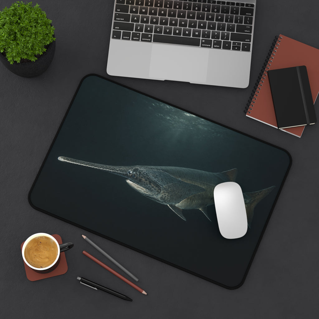 Paddlefish Desk Mat, Spoonbill Fish Mouse Pad, Underwater Fishing Artwork, Ancient River Fish Gaming Mat, Angler Gift