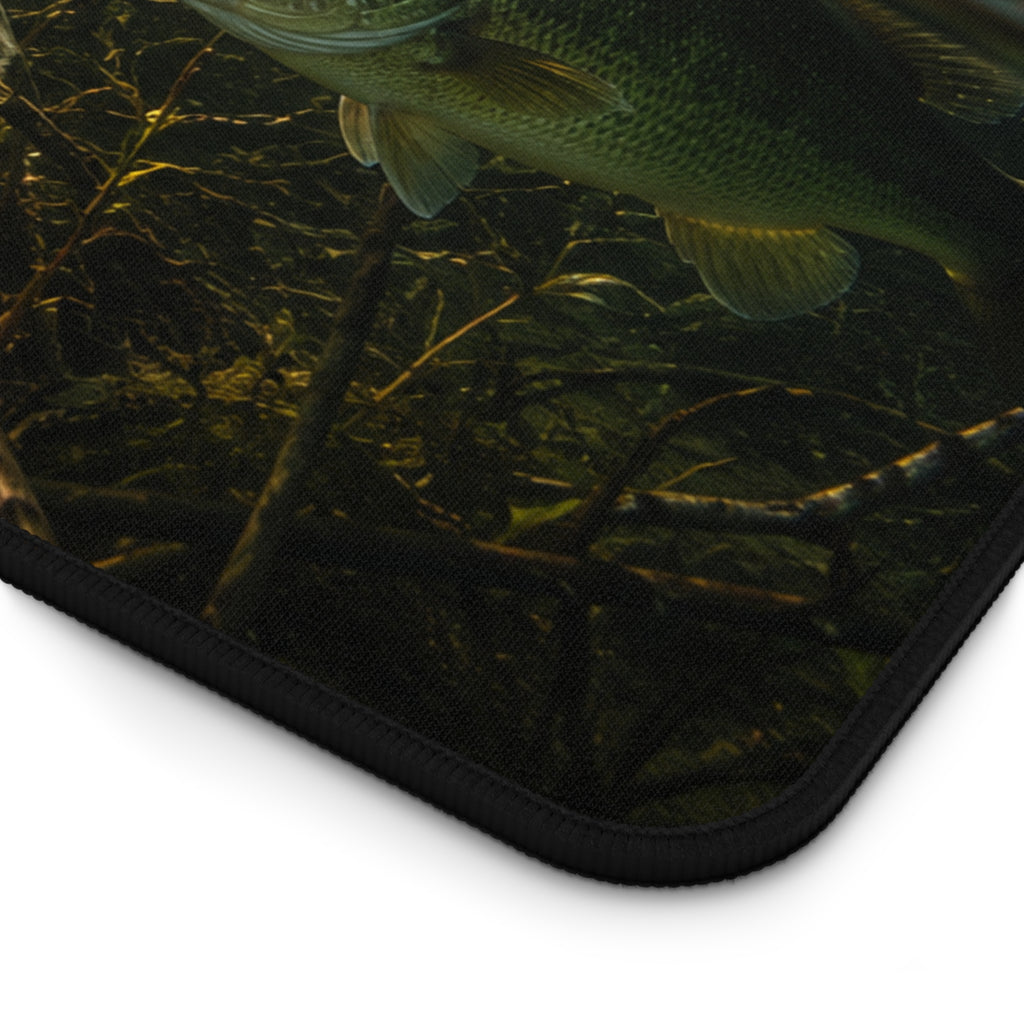 Underwater Lake Fish Scene Desk Mat | Sunset Shoreline, Crappie and Bass