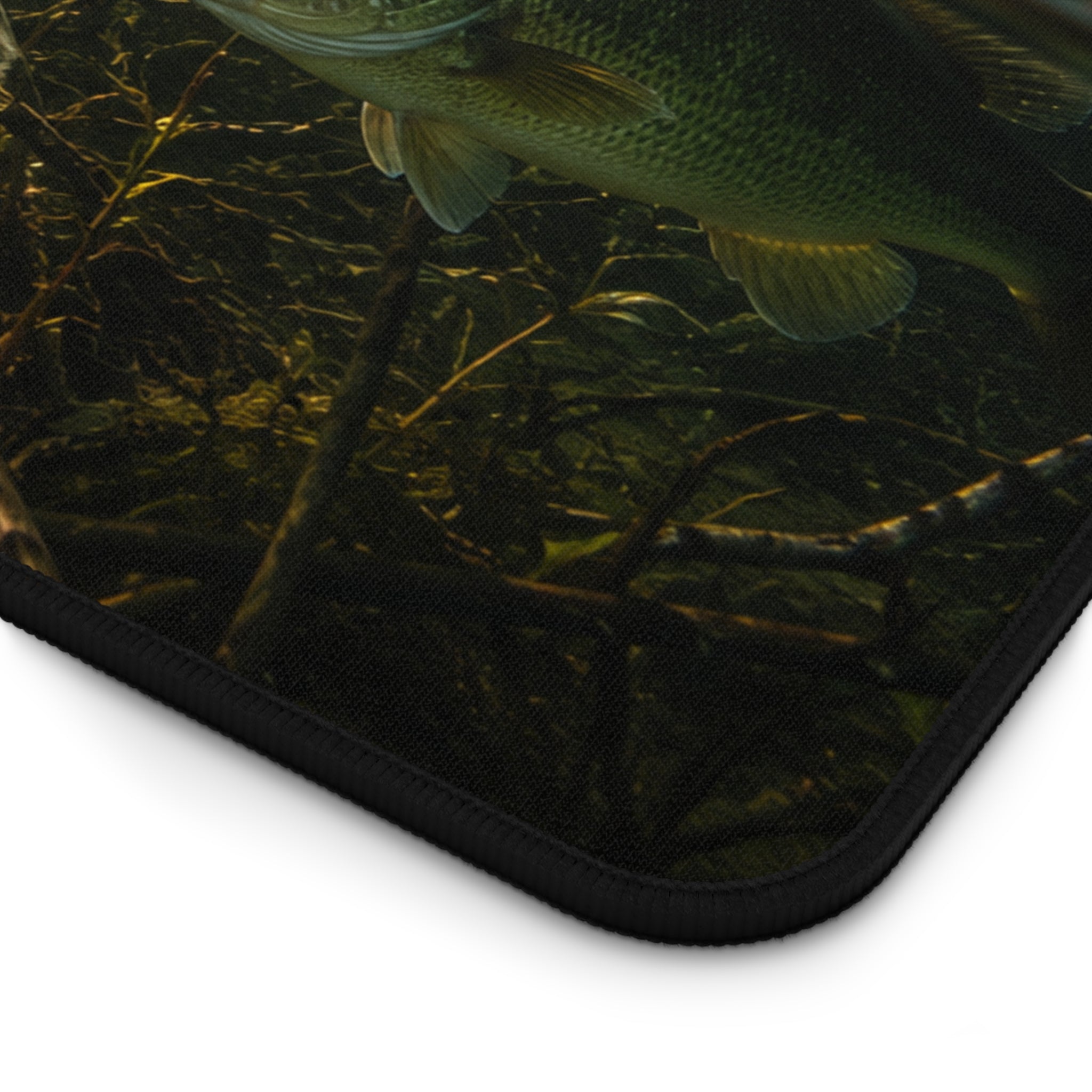 Underwater Lake Fish Scene Desk Mat | Sunset Shoreline, Crappie and Bass