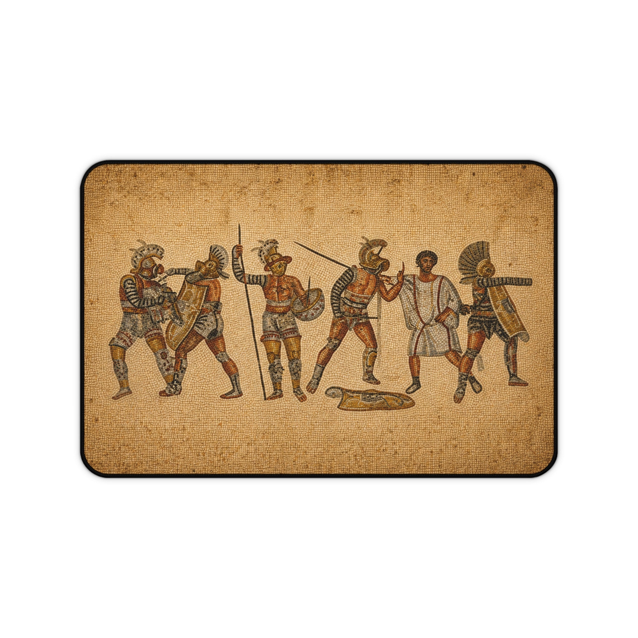 Roman Gladiator Mosaic Desk Mat, Ancient History Mouse Pad, Classical Warrior Gaming Mat, Museum Style Office Decor, History Lover Gift