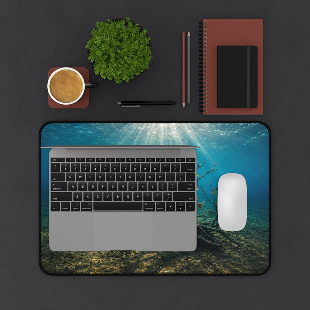 Underwater Sunbeams with Fish Desk Mat | Ocean Scene