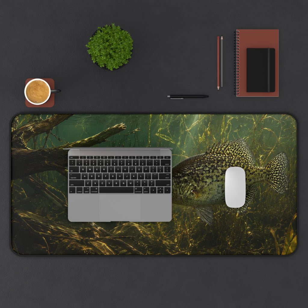 Crappie Season Desk Mat — Thick Stitched Edge Gaming Desk Mat with Original Artwork