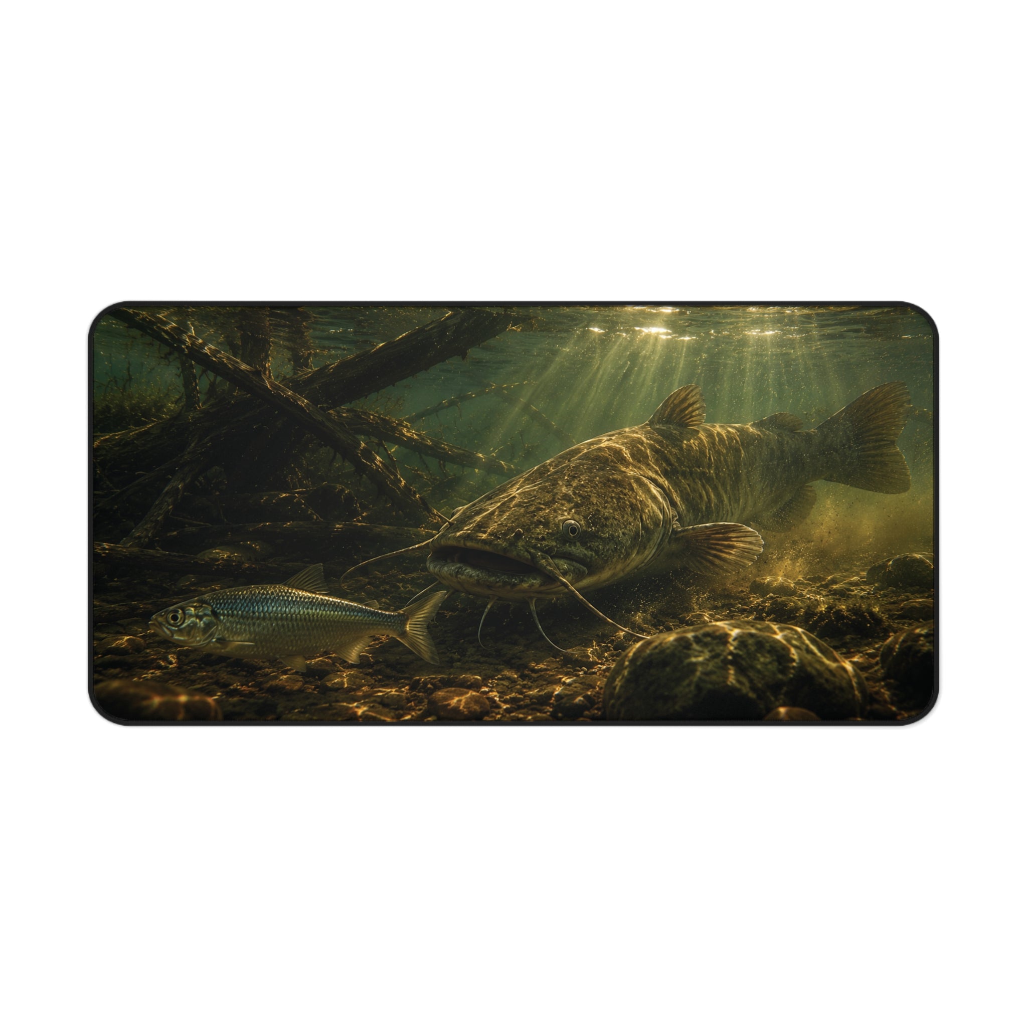 Stalking Catfish Desk Mat — Thick Stitched Edge Gaming Desk Mat with Original Artwork