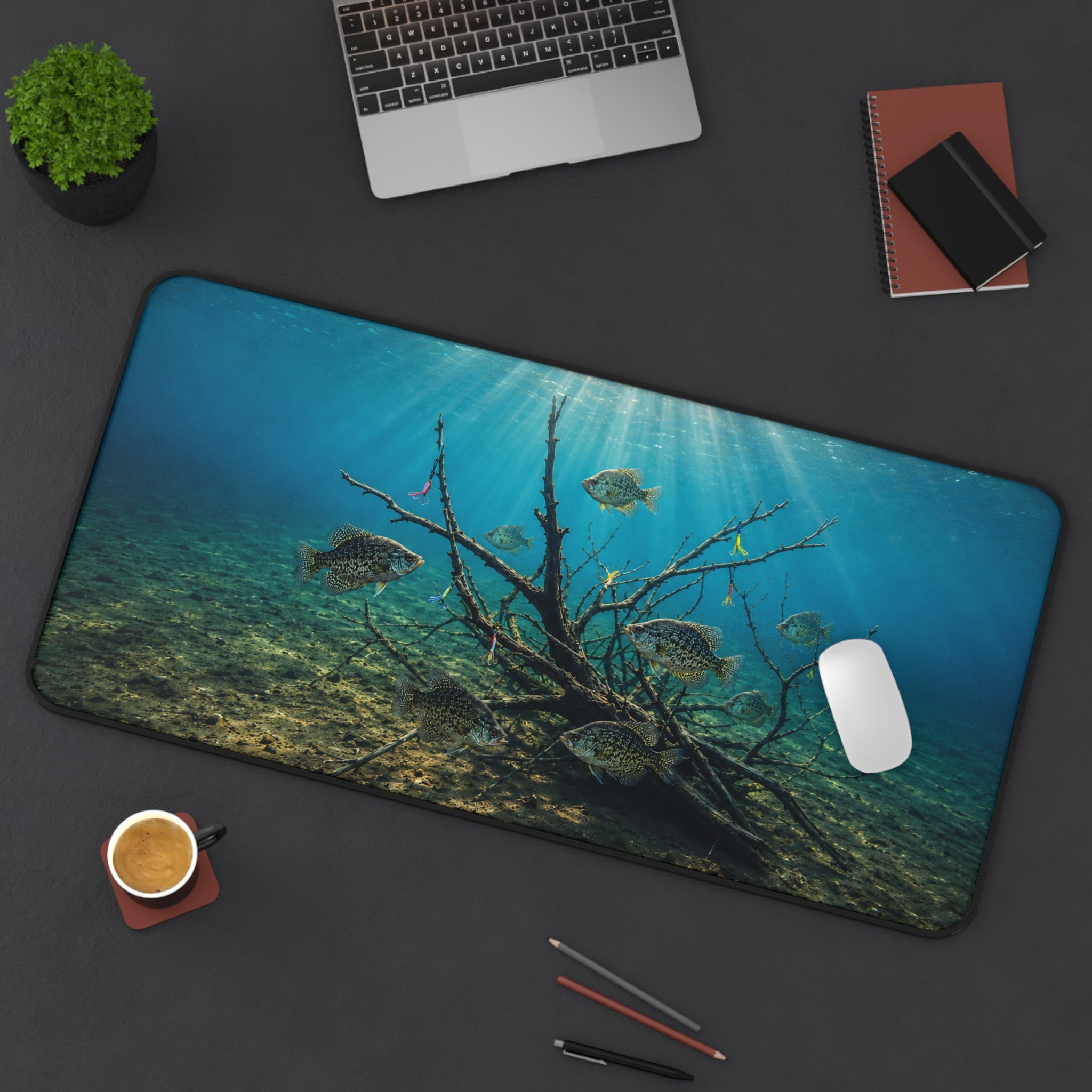 Underwater Sunbeams with Fish Desk Mat | Ocean Scene