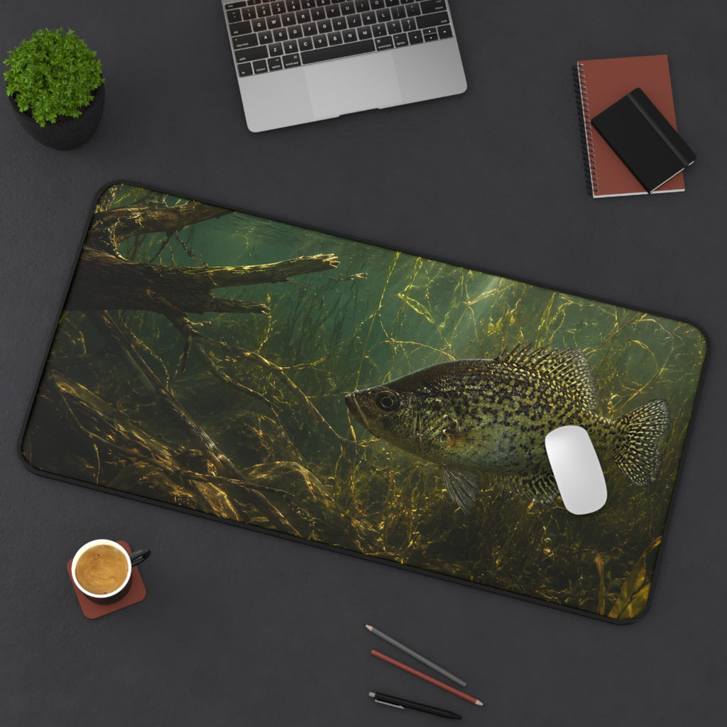 Crappie Season Desk Mat — Thick Stitched Edge Gaming Desk Mat with Original Artwork
