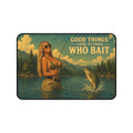 Good Things Come to Those Who Bait Desk Mat | Fishing Retro Lake Illustration