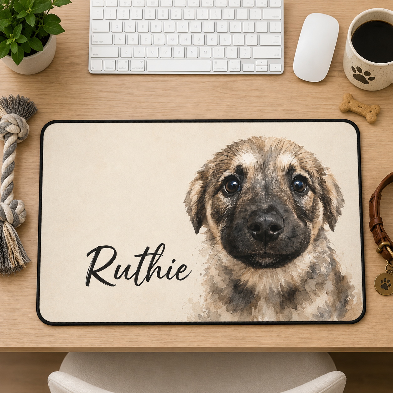 Personalized Puppy Portrait Desk Mat For Pet Owner | Pet Birthday Gift | Dog Adoption Day | Custom Mouse Pad For Pet Lovers