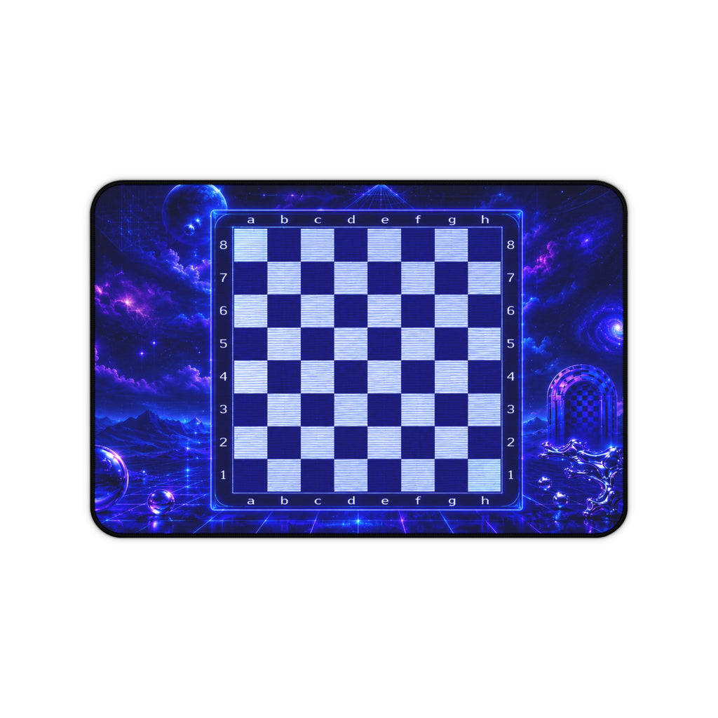 Galactic Chess Board Desk Mat | Blue Space Chessboard Mousepad