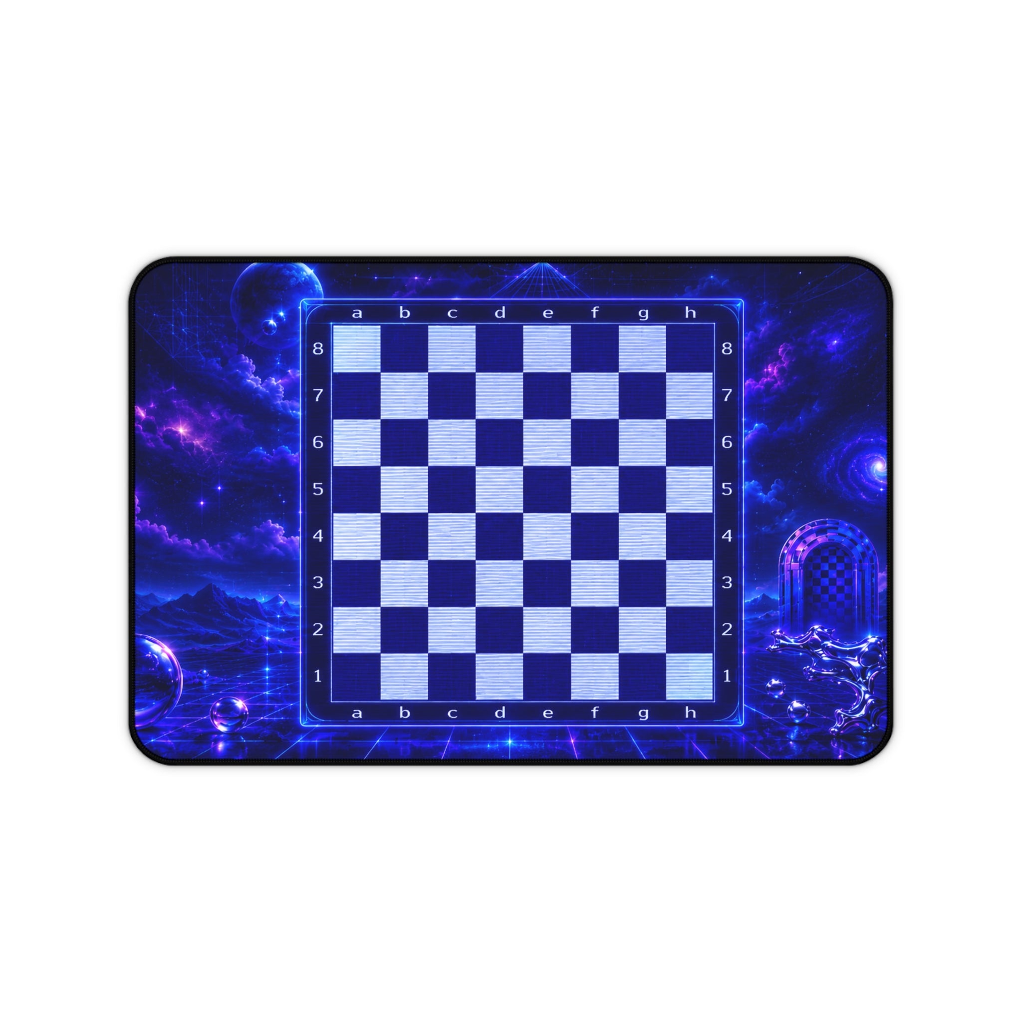 Galactic Chess Board Desk Mat | Blue Space Chessboard Mousepad