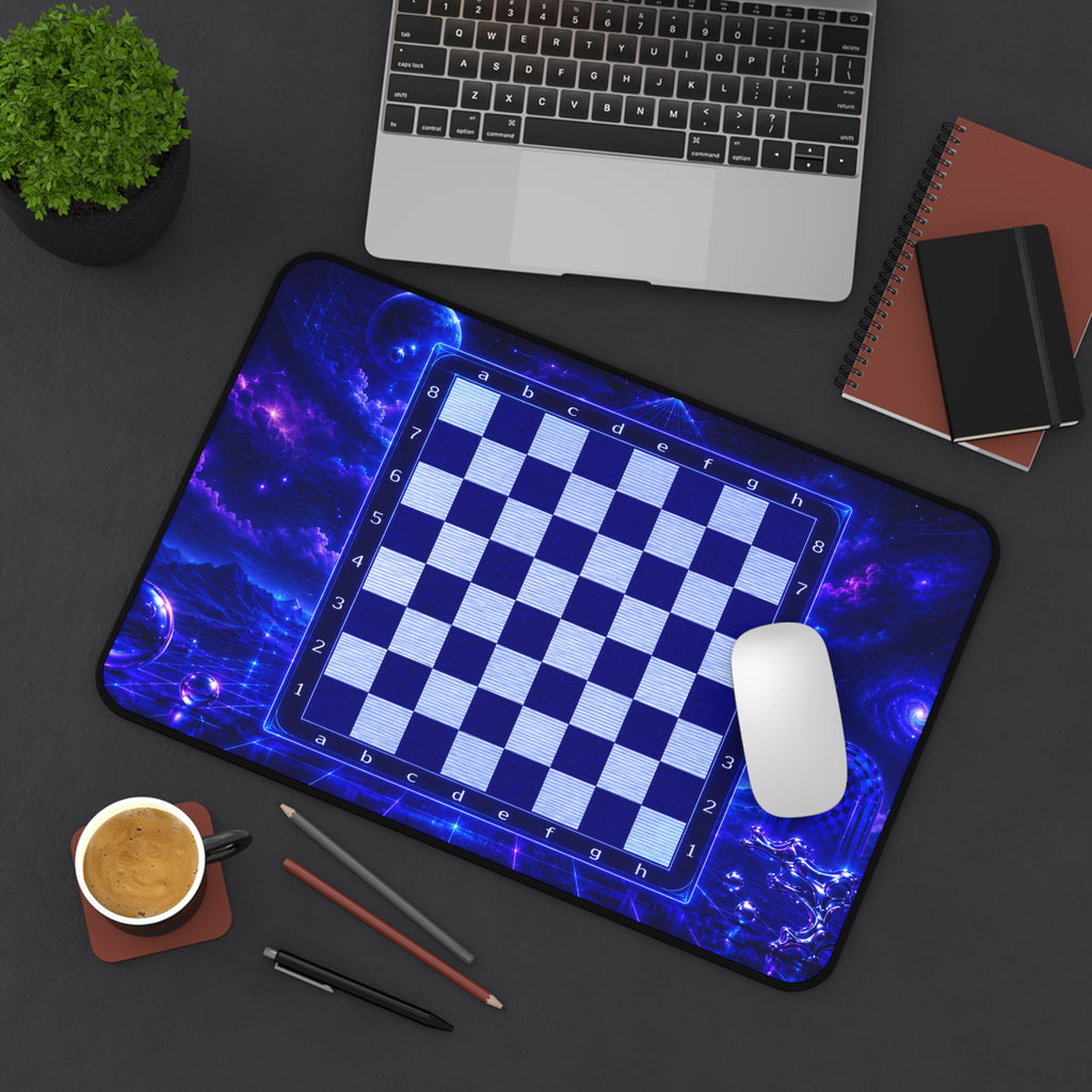 Galactic Chess Board Desk Mat | Blue Space Chessboard Mousepad