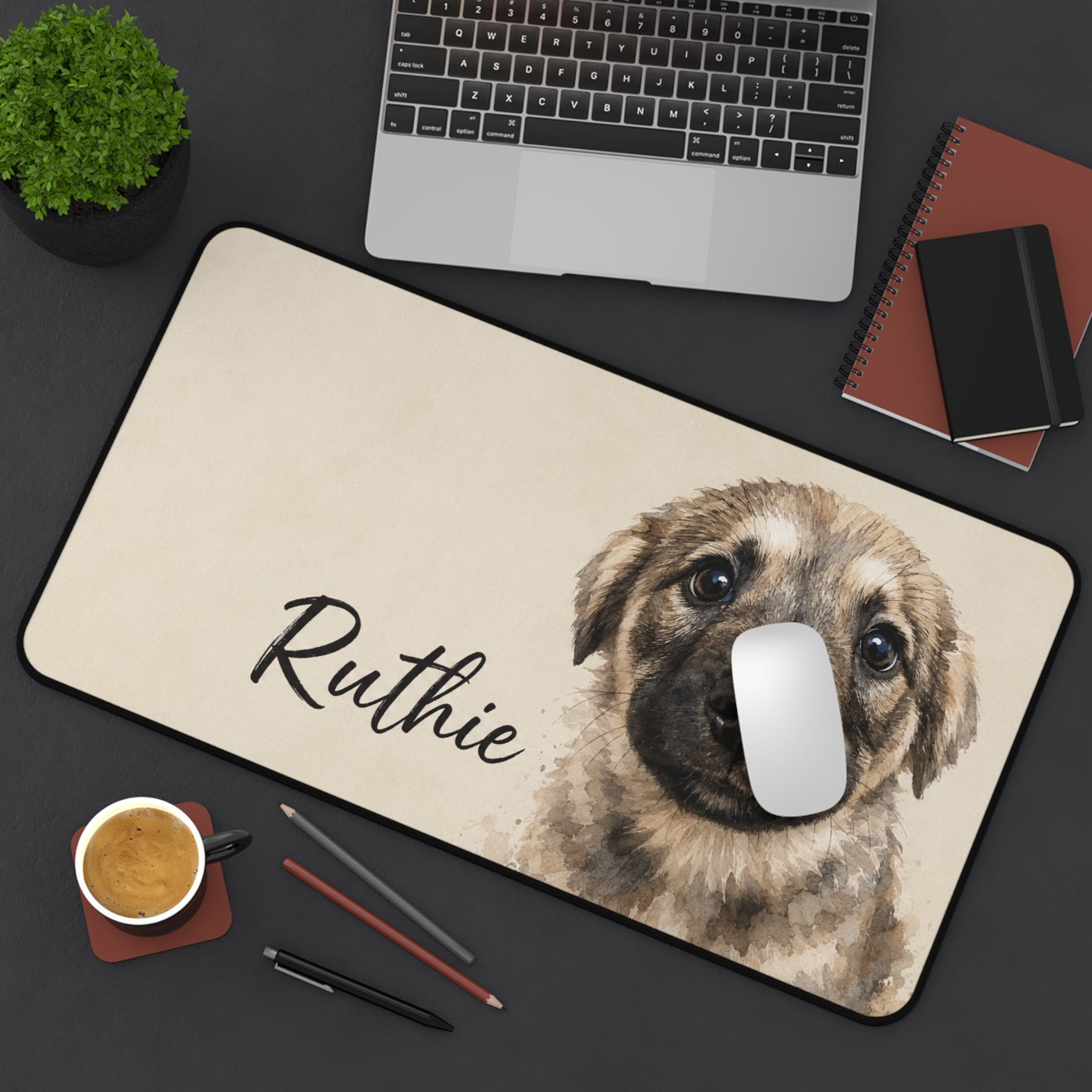 Personalized Puppy Portrait Desk Mat For Pet Owner | Pet Birthday Gift | Dog Adoption Day | Custom Mouse Pad For Pet Lovers