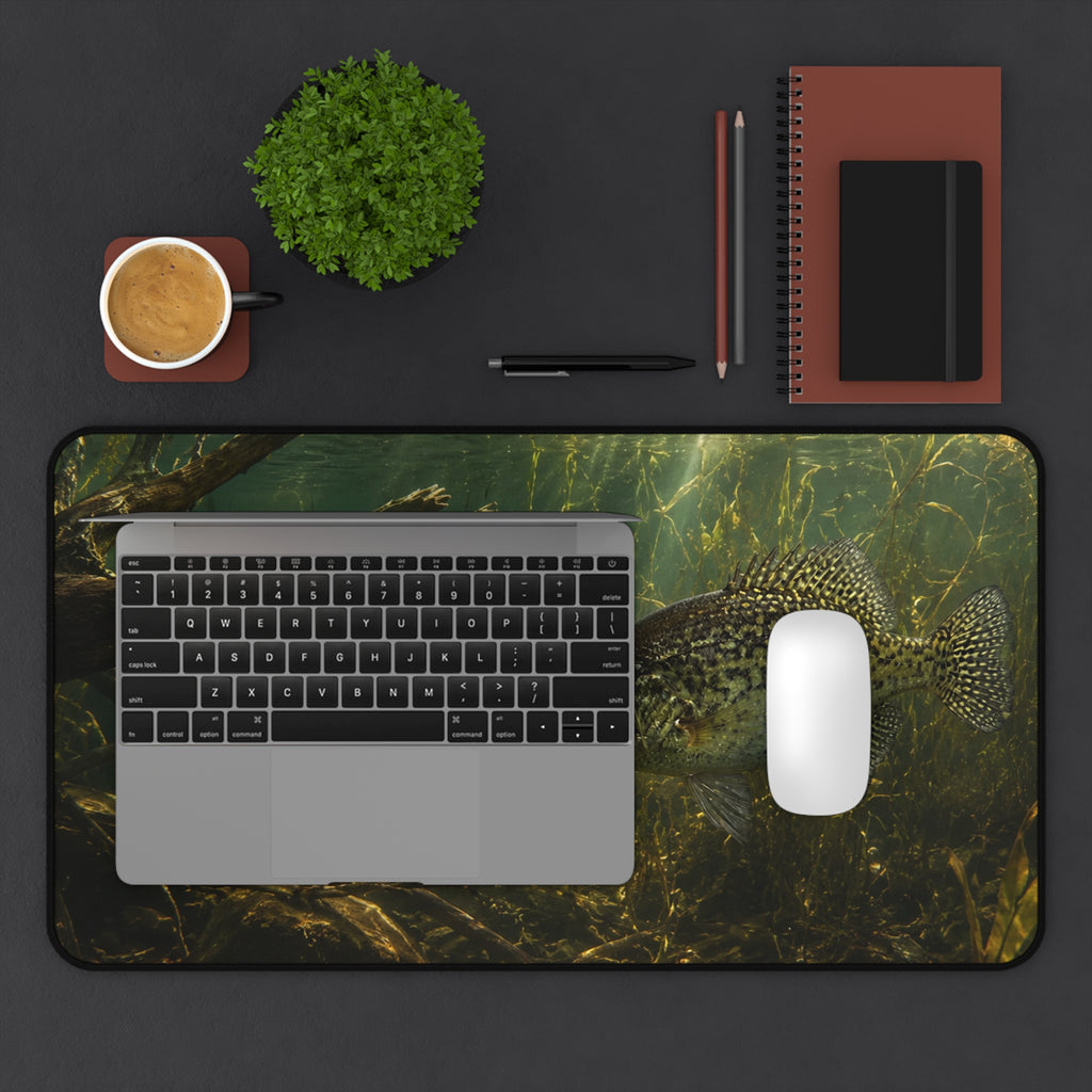 Crappie Season Desk Mat — Thick Stitched Edge Gaming Desk Mat with Original Artwork