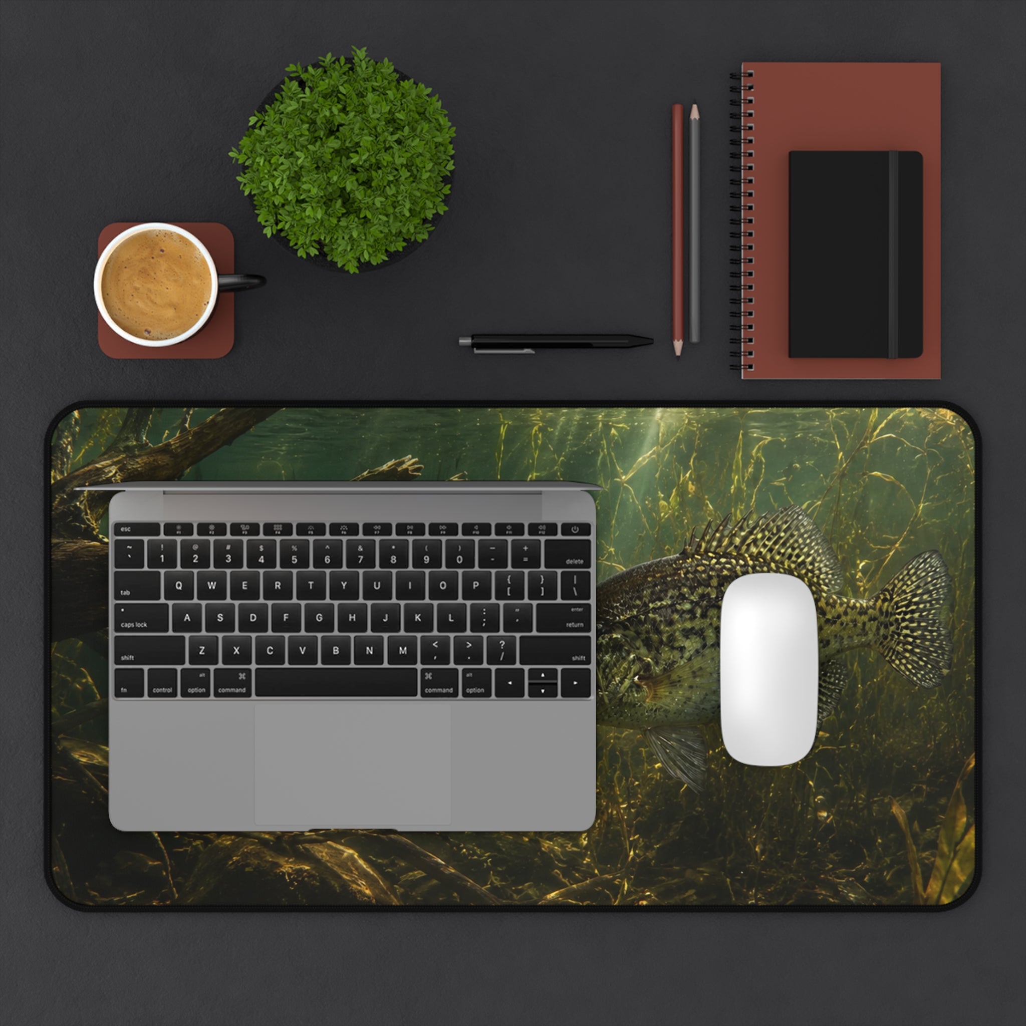 Crappie Season Desk Mat — Thick Stitched Edge Gaming Desk Mat with Original Artwork