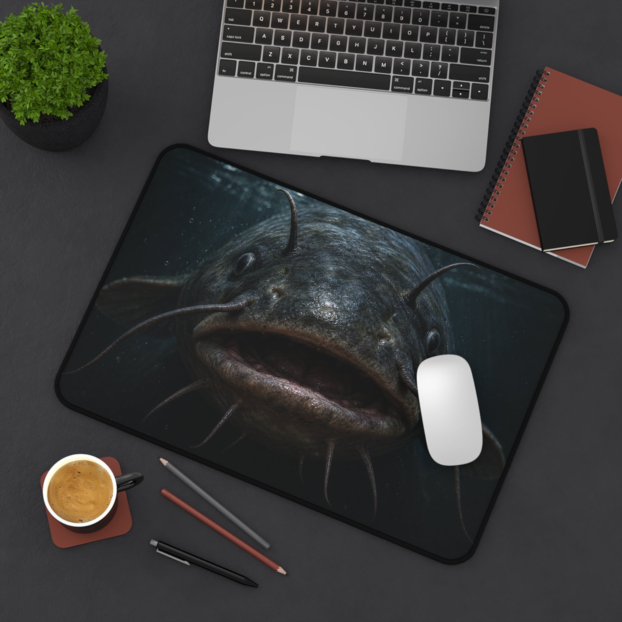 Giant Catfish Face Desk Mat | Underwater Fish Mousepad