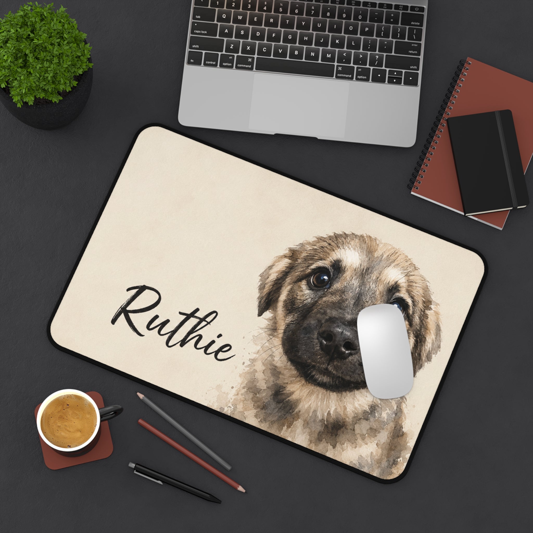 Personalized Puppy Portrait Desk Mat For Pet Owner | Pet Birthday Gift | Dog Adoption Day | Custom Mouse Pad For Pet Lovers