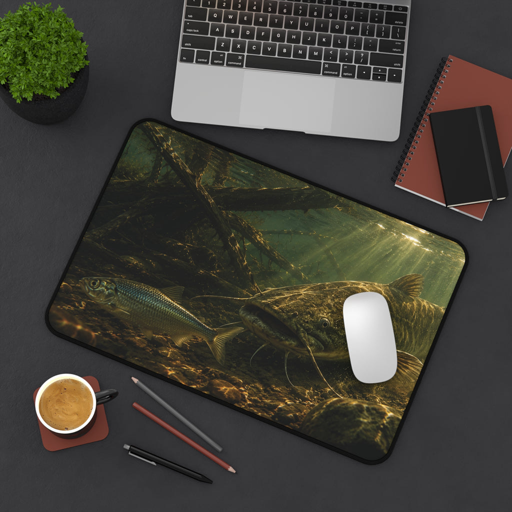 Stalking Catfish Desk Mat — Thick Stitched Edge Gaming Desk Mat with Original Artwork