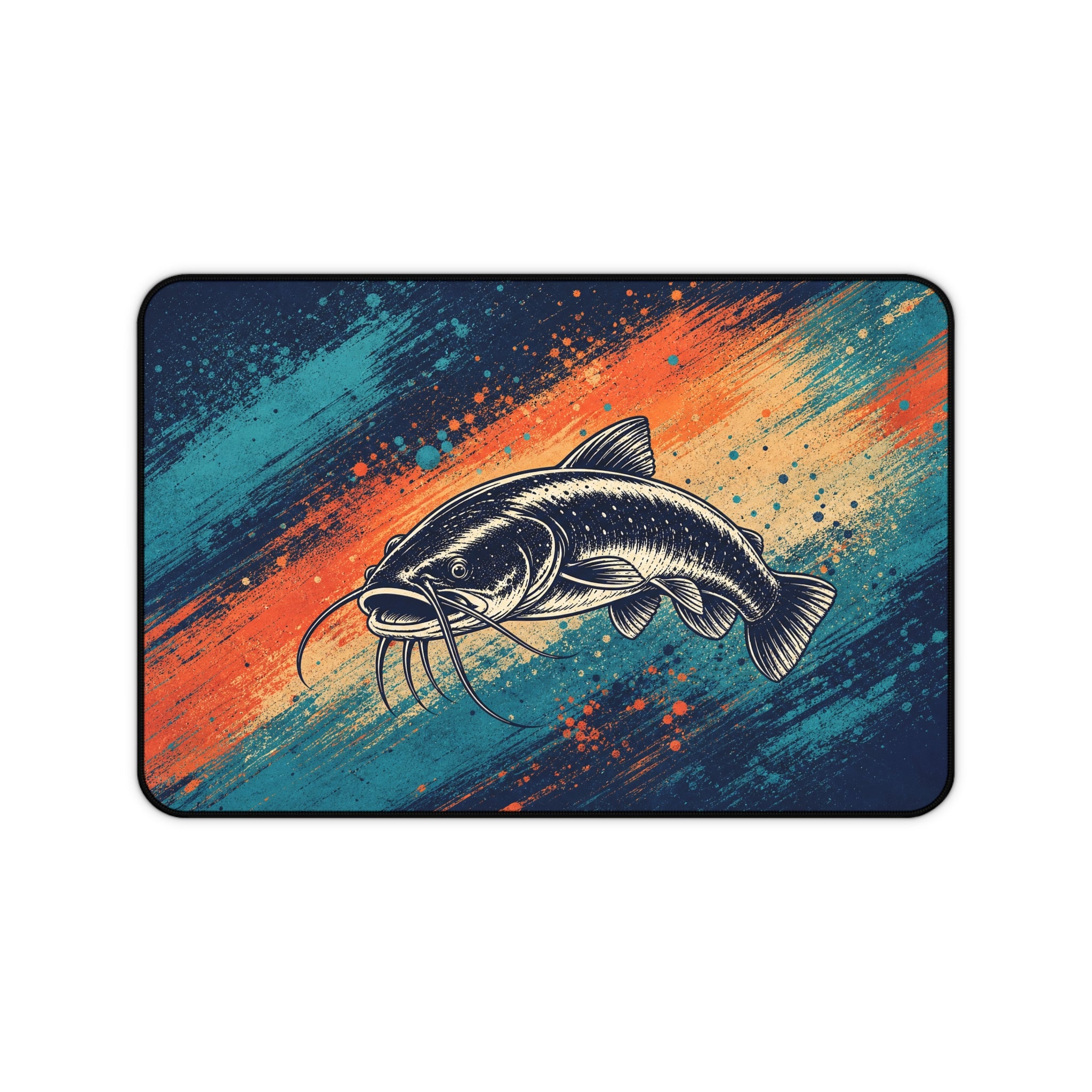 Catfish Chaos Desk Mat, Fishing Mouse Pad, Colorful Catfish Art Desk Pad, Angler Gift, Outdoor Office Decor, Oversized Gaming Mat