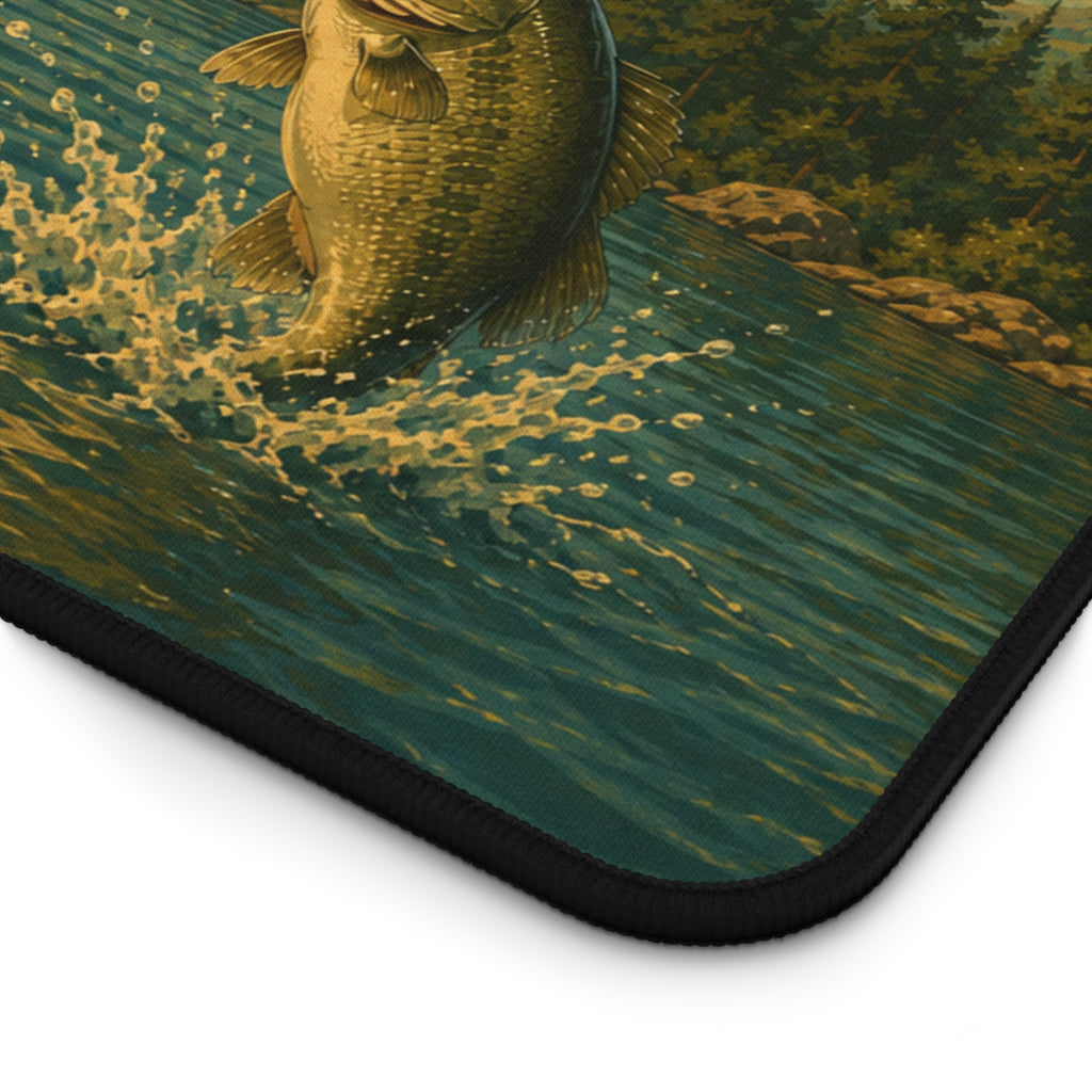 Good Things Come to Those Who Bait Desk Mat | Fishing Retro Lake Illustration