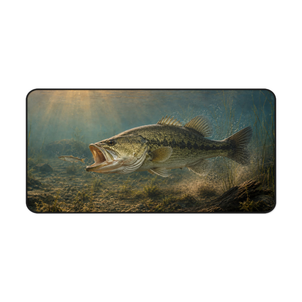 Largemouth Bass Underwater Scene Desk Mat | Fishing Lake Angler Mousepad