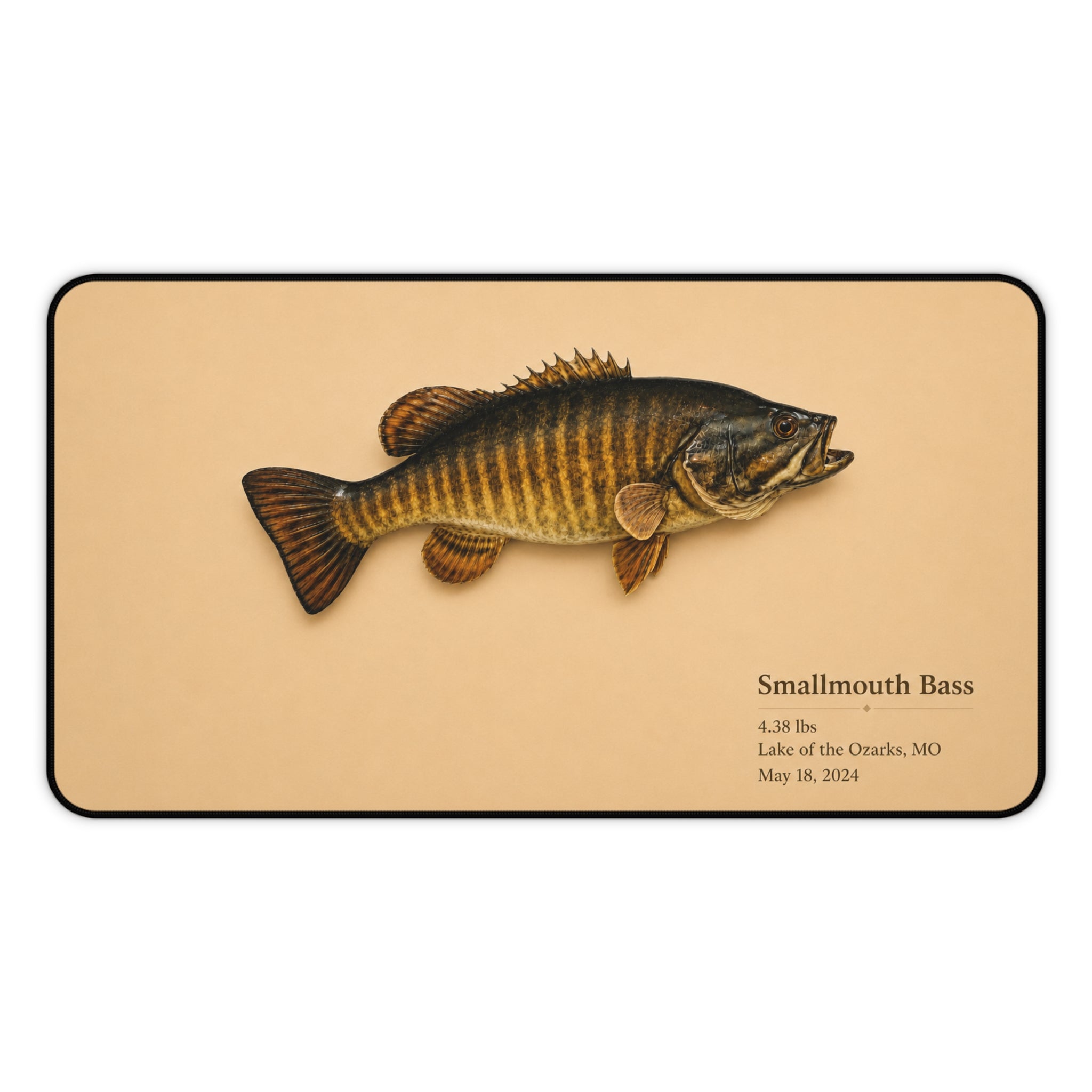 Smallmouth Bass Illustration Desk Mat | Fishing Artwork Mouse Pad