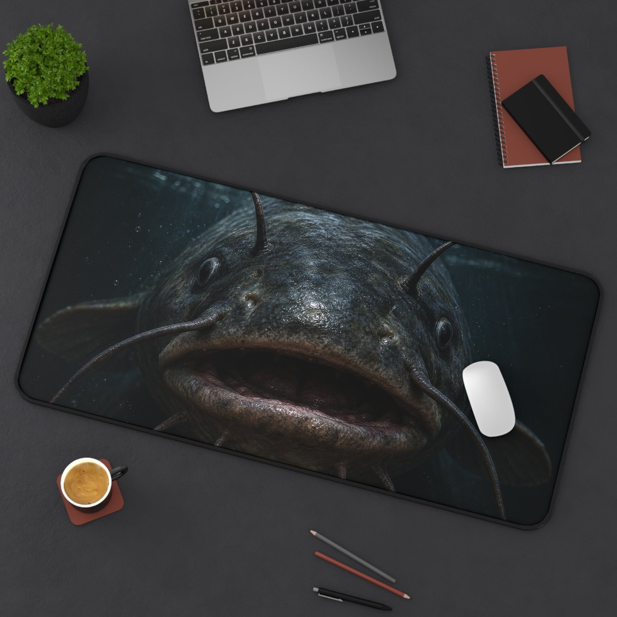 Giant Catfish Face Desk Mat | Underwater Fish Mousepad