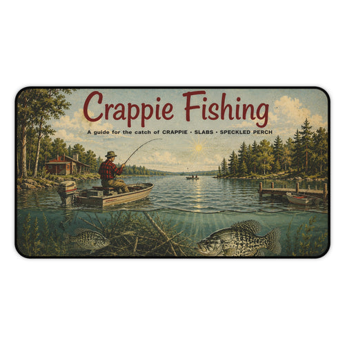 Crappie Fishing Vintage Lake Scene Desk Mat | Fishing Decor