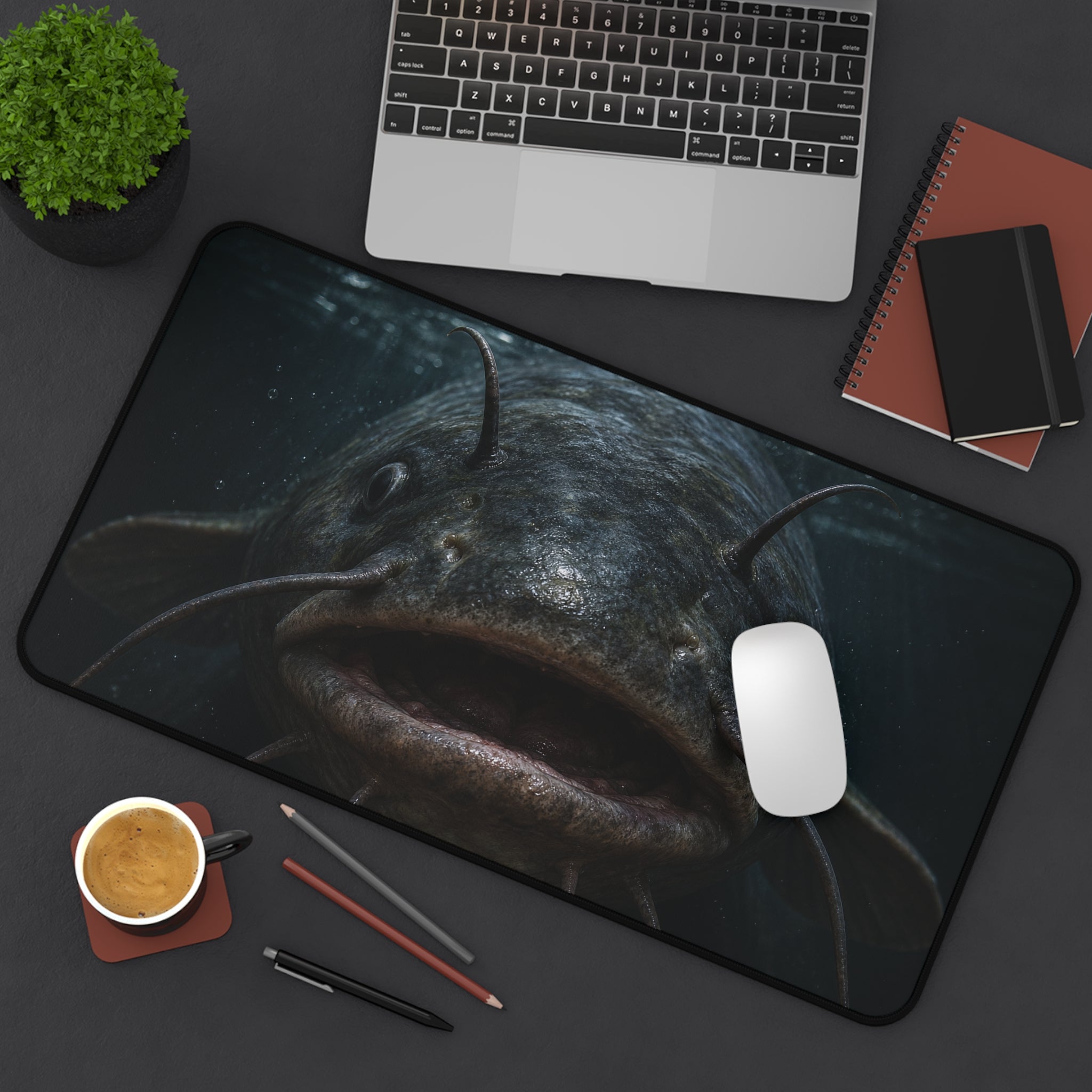 Giant Catfish Face Desk Mat | Underwater Fish Mousepad