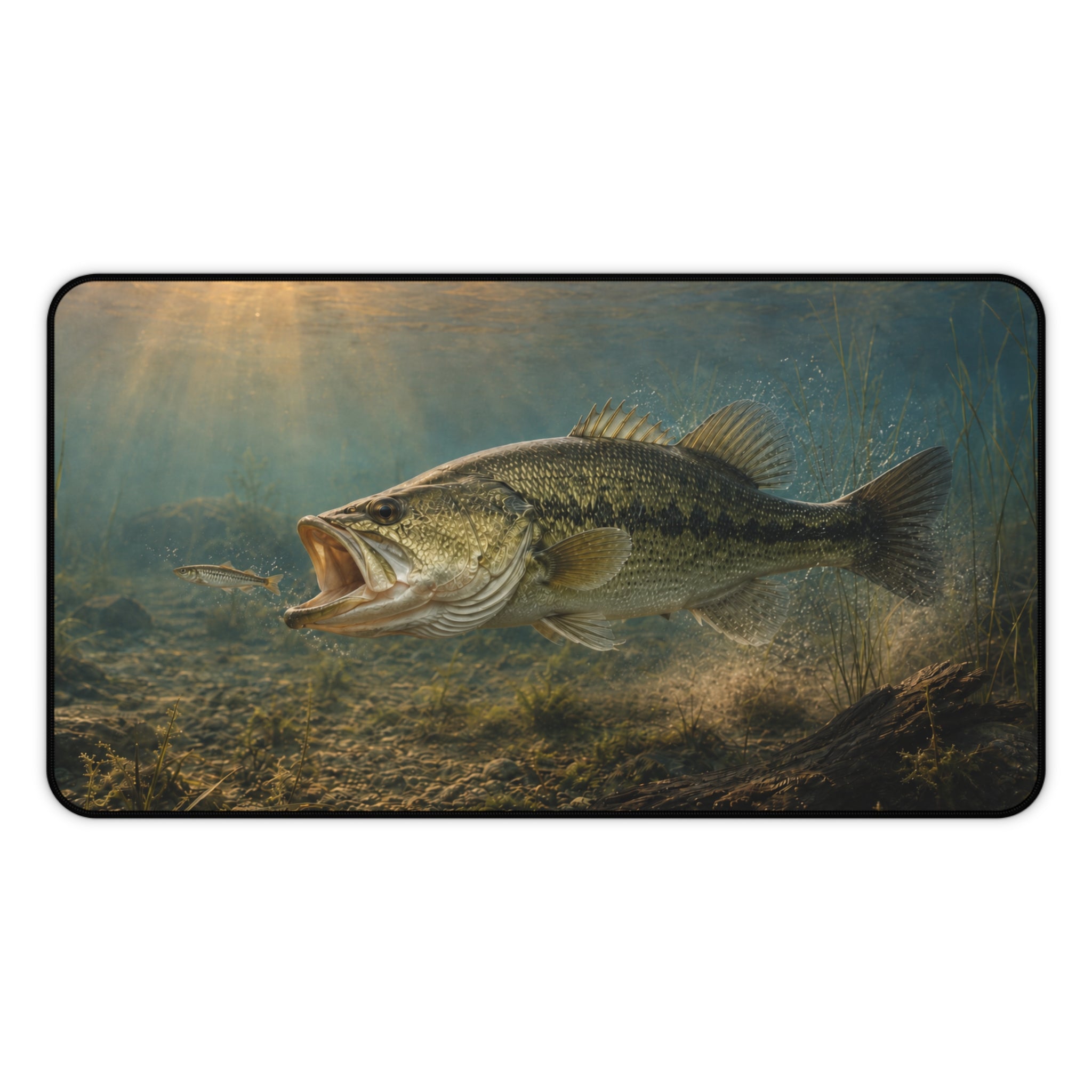 Largemouth Bass Underwater Scene Desk Mat | Fishing Lake Angler Mousepad