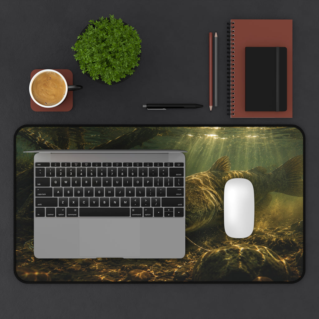 Stalking Catfish Desk Mat — Thick Stitched Edge Gaming Desk Mat with Original Artwork
