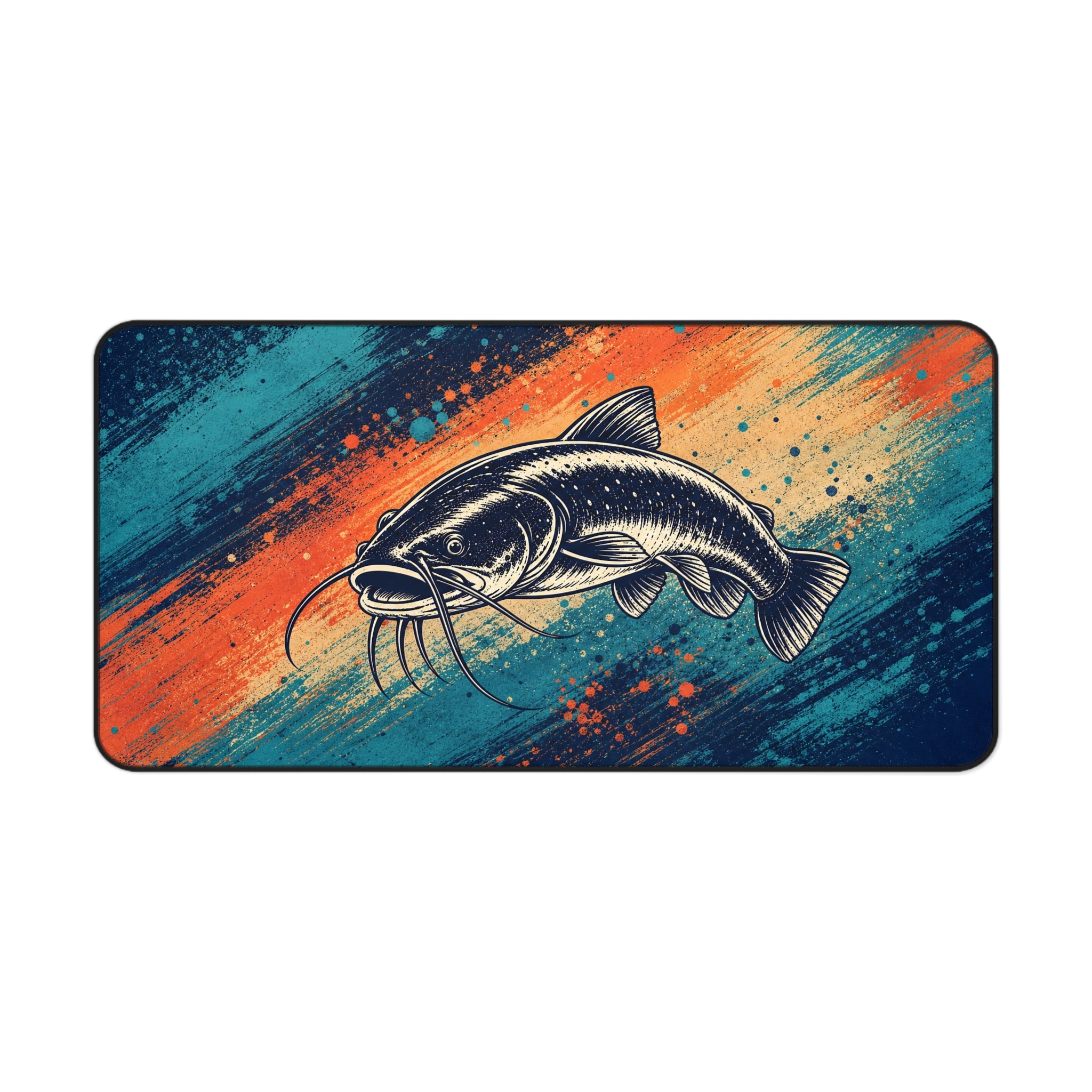 Catfish Chaos Desk Mat, Fishing Mouse Pad, Colorful Catfish Art Desk Pad, Angler Gift, Outdoor Office Decor, Oversized Gaming Mat